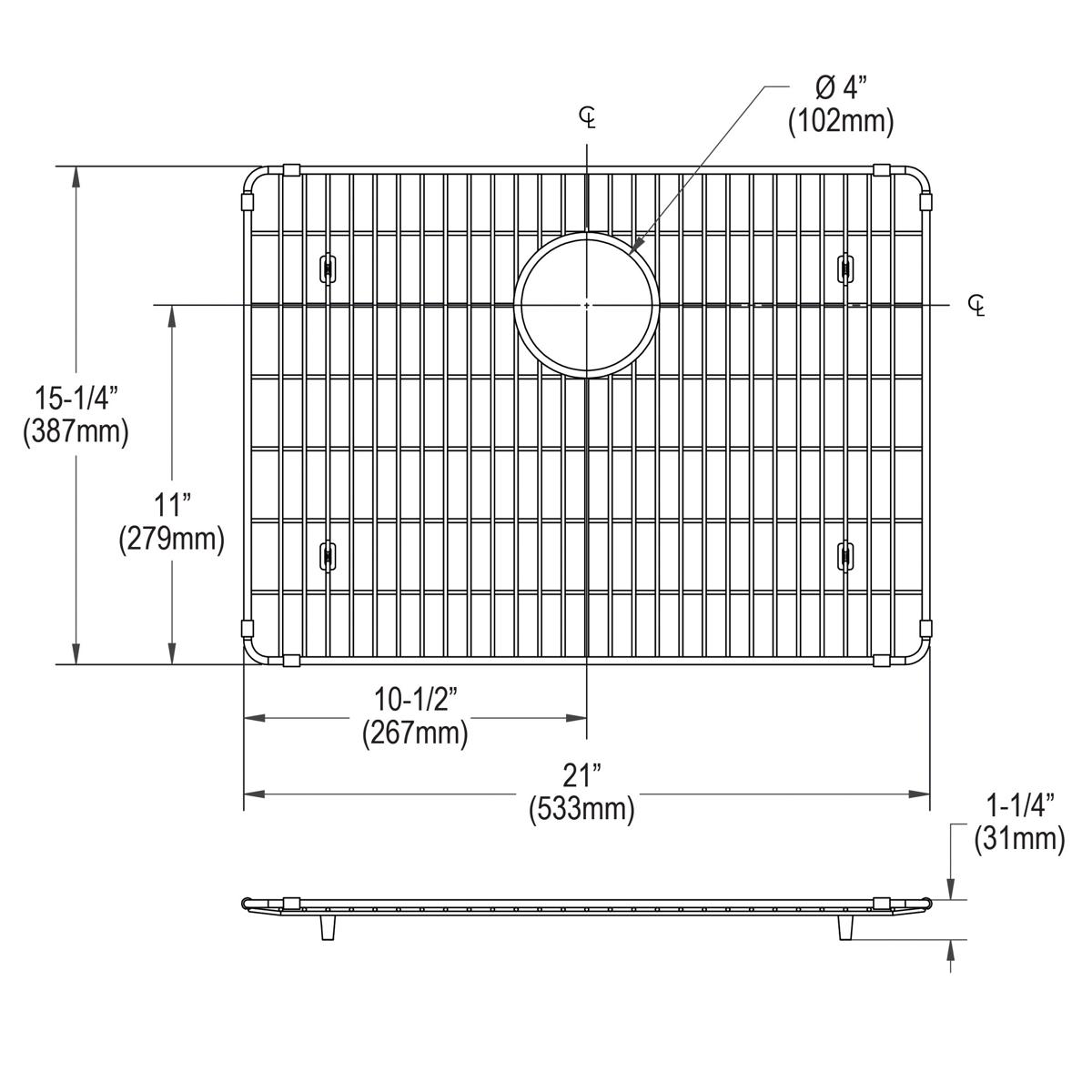 Elkay Crosstown Stainless Steel Kitchen Sink Bottom Grid with Dimensions 21 Inches by 15-1/4 Inches by 1-1/4 Inches
