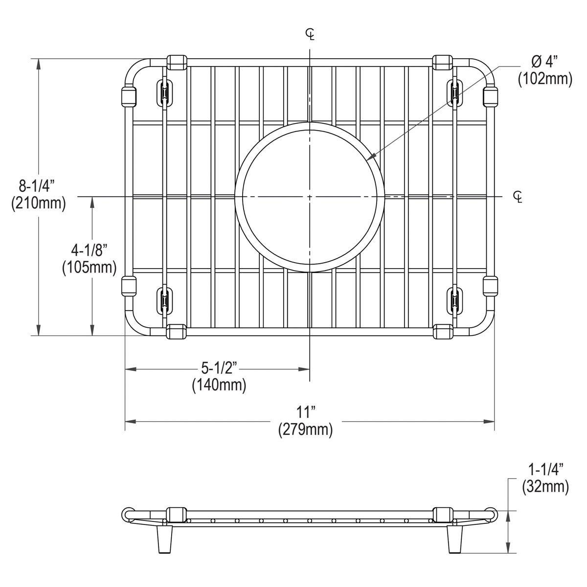 Elkay Crosstown Stainless Steel Bottom Grid for Sink - 11 Inches by 8-1/4 Inches by 1-1/4 Inches