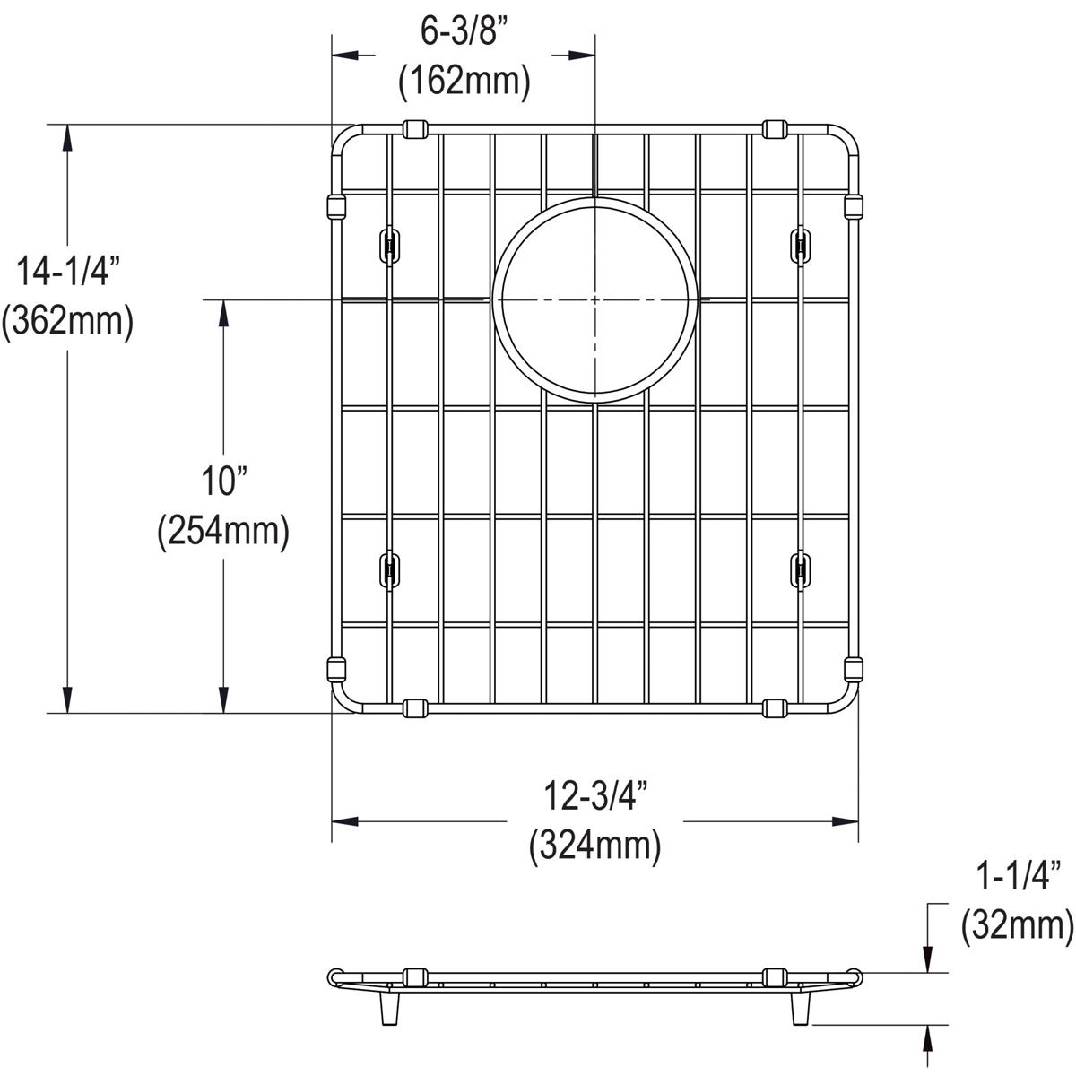 Elkay Crosstown 12-3/4 x 14-1/4 x 1-1/4 Solid Stainless Steel Bottom Grid for Elkay Sinks