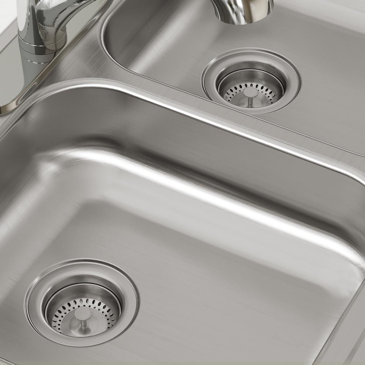 Elkay Dayton 33x21-1/4x5-3/8 Stainless Steel Double Bowl Drop-in Sink with 2 Faucet Holes
