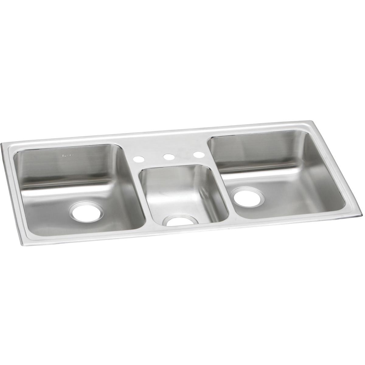 Elkay Celebrity Premium 43 Inches by 22 Inches by 7-1/8 Inches Triple Bowl Drop-in Kitchen Sink