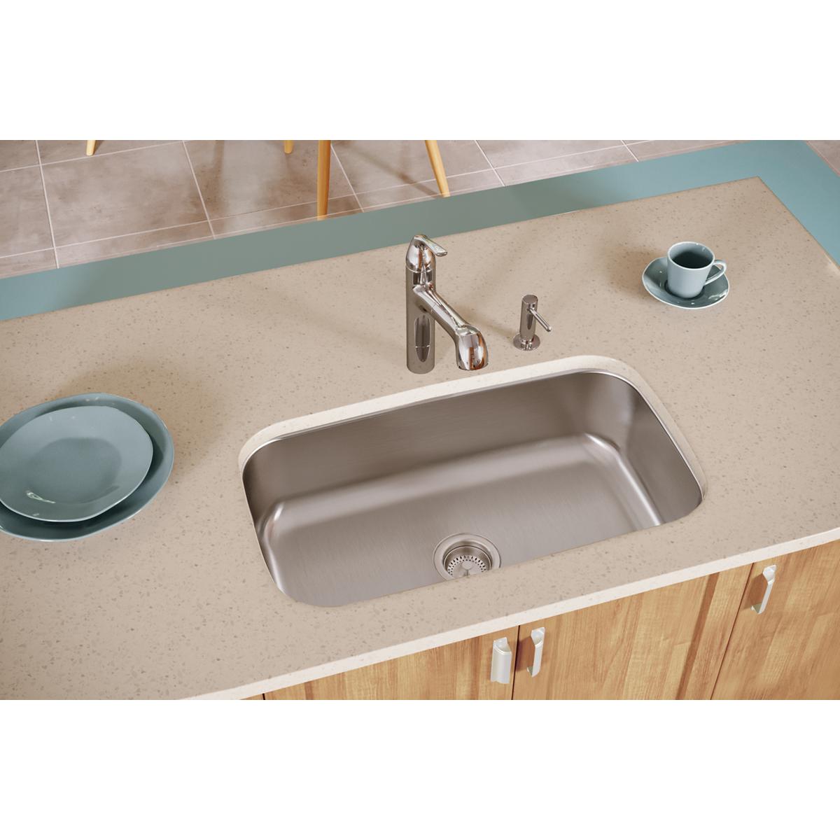 Elkay Dayton Single Bowl Undermount Kitchen Sink - Dimensions 30-1/2 x 18-1/4 x 8