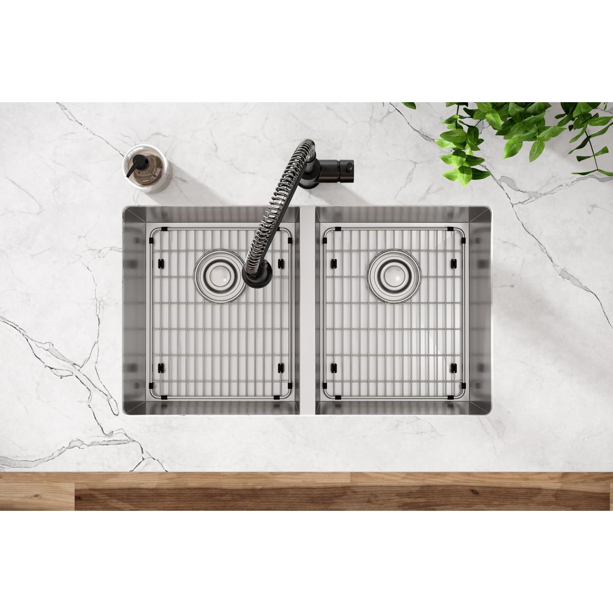 Elkay Crosstown High - Quality 16 Gauge Stainless Steel 30 - 3/4 x 18 - 1/2 x 10 Equal Double Bowl Undermount Kitchen Sink Kit