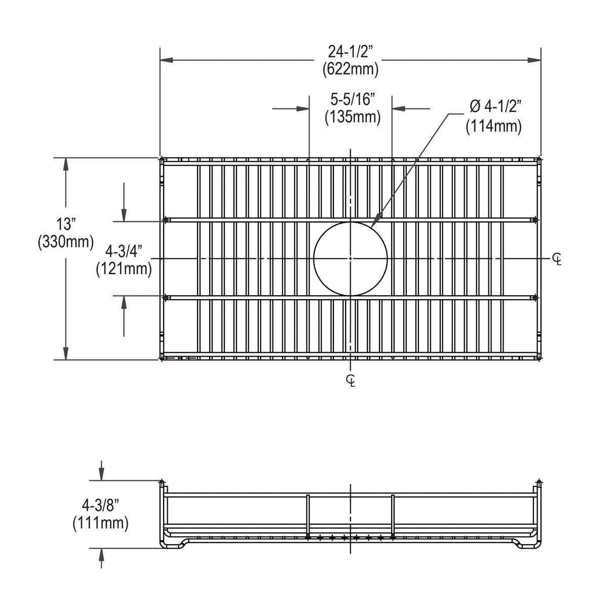 Elkay Dart Canyon Reversible 24-1/2 x 13 x 4-3/8 Stainless Steel Bottom Grid for Sinks