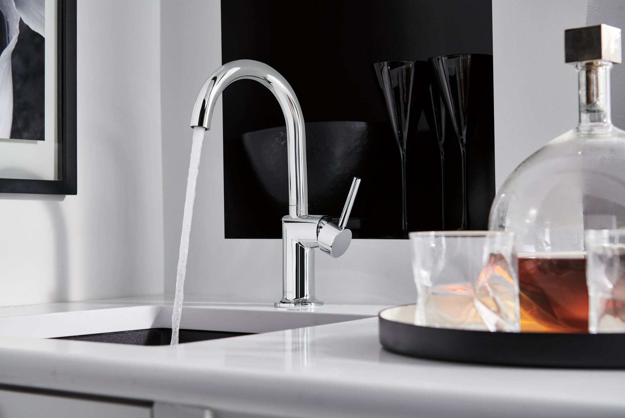 Brizo Odin Modern Bar Faucet with Graceful Arc Spout and Minimalist Handle Design
