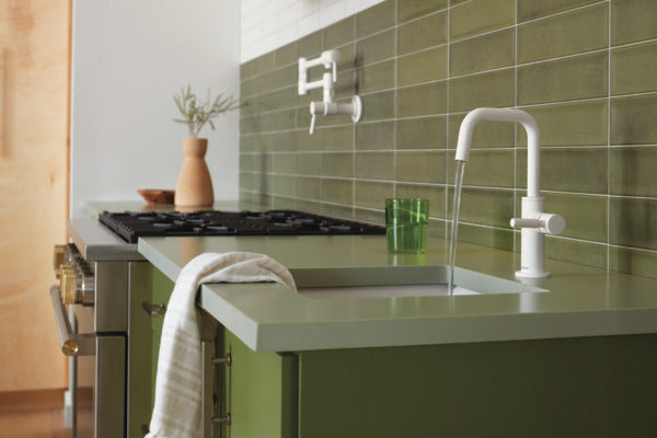 Matte White Brizo Solna Square - Spout Beverage Faucet for Elegant Kitchens