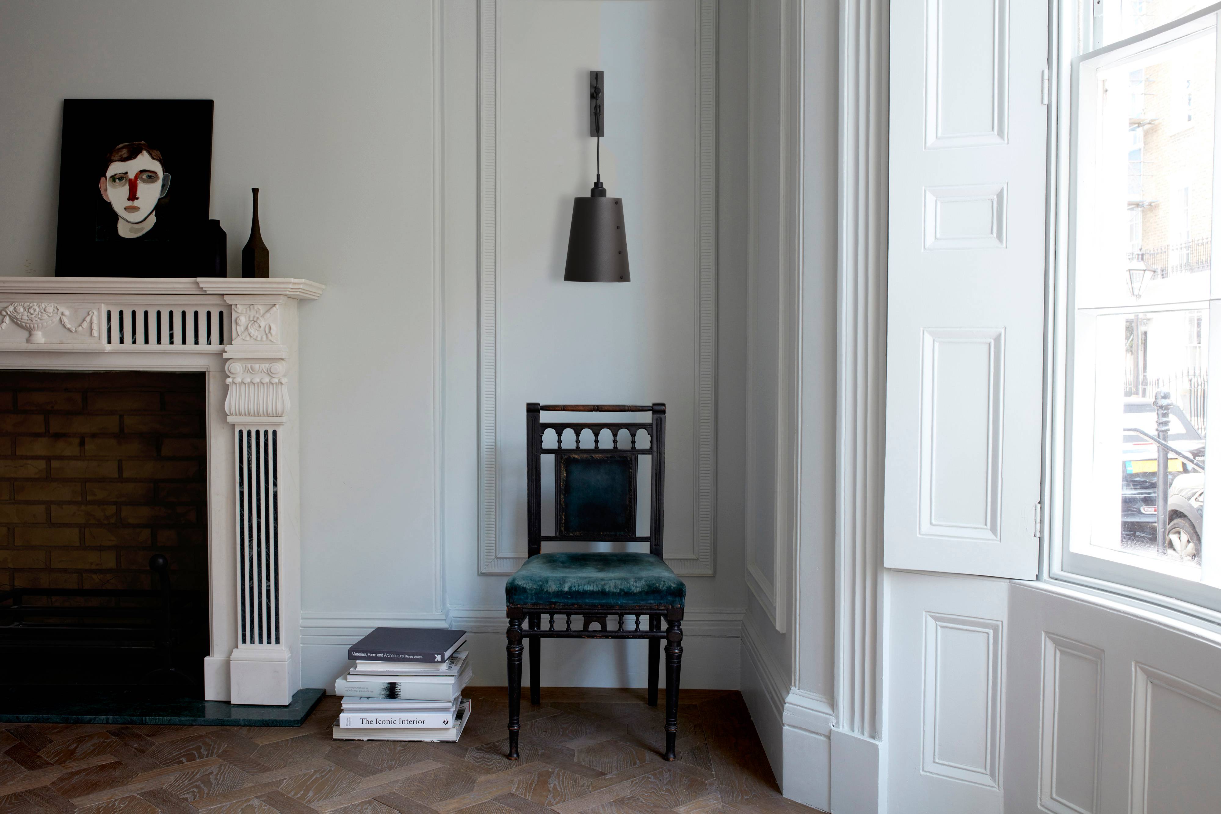 Large Graphite Buster + Punch Hooked Wall Light for Modern Spaces