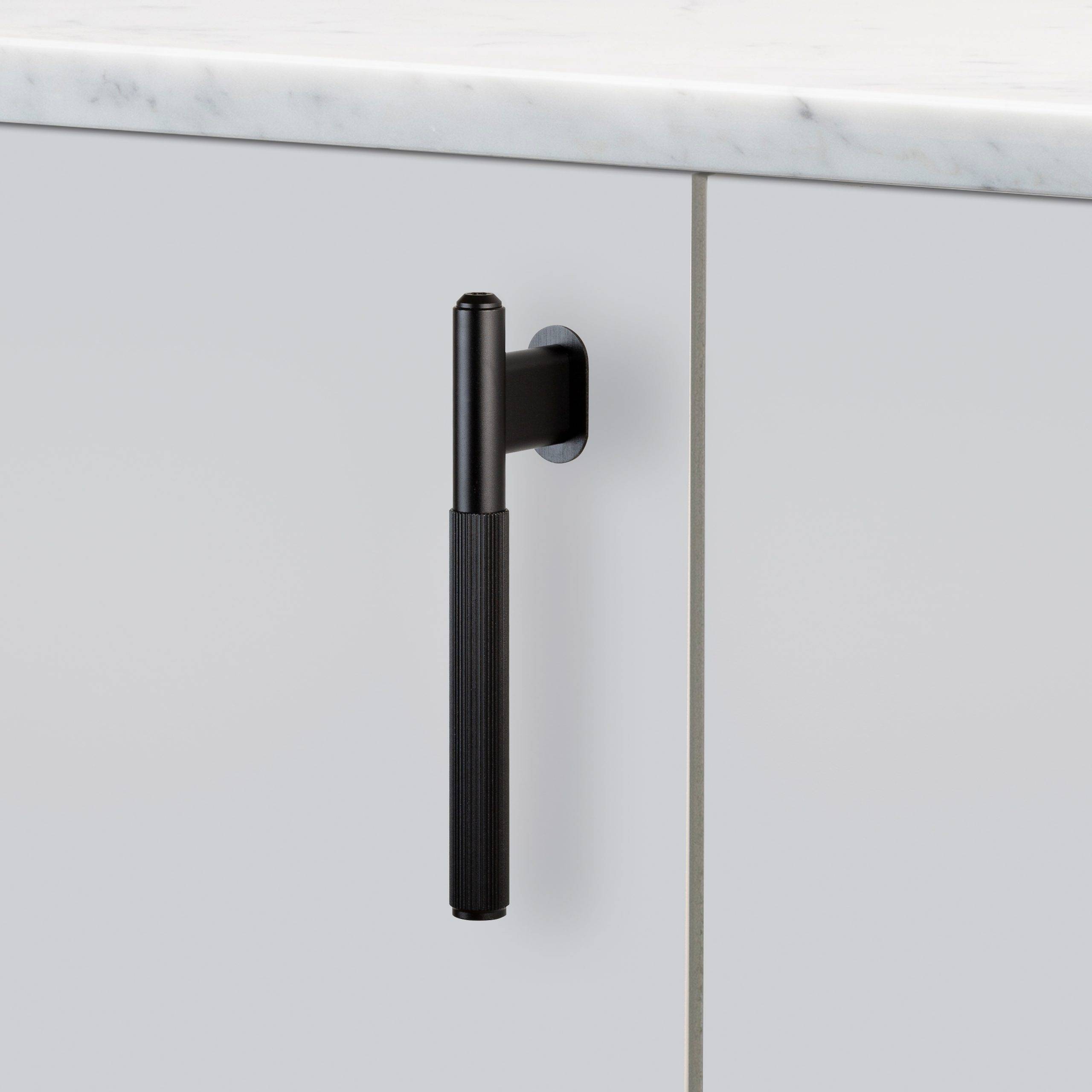 Buster + Punch Elegant Anodized Black Metal L-Bar for Cabinet Doors, Cupboards, and Kitchen Units