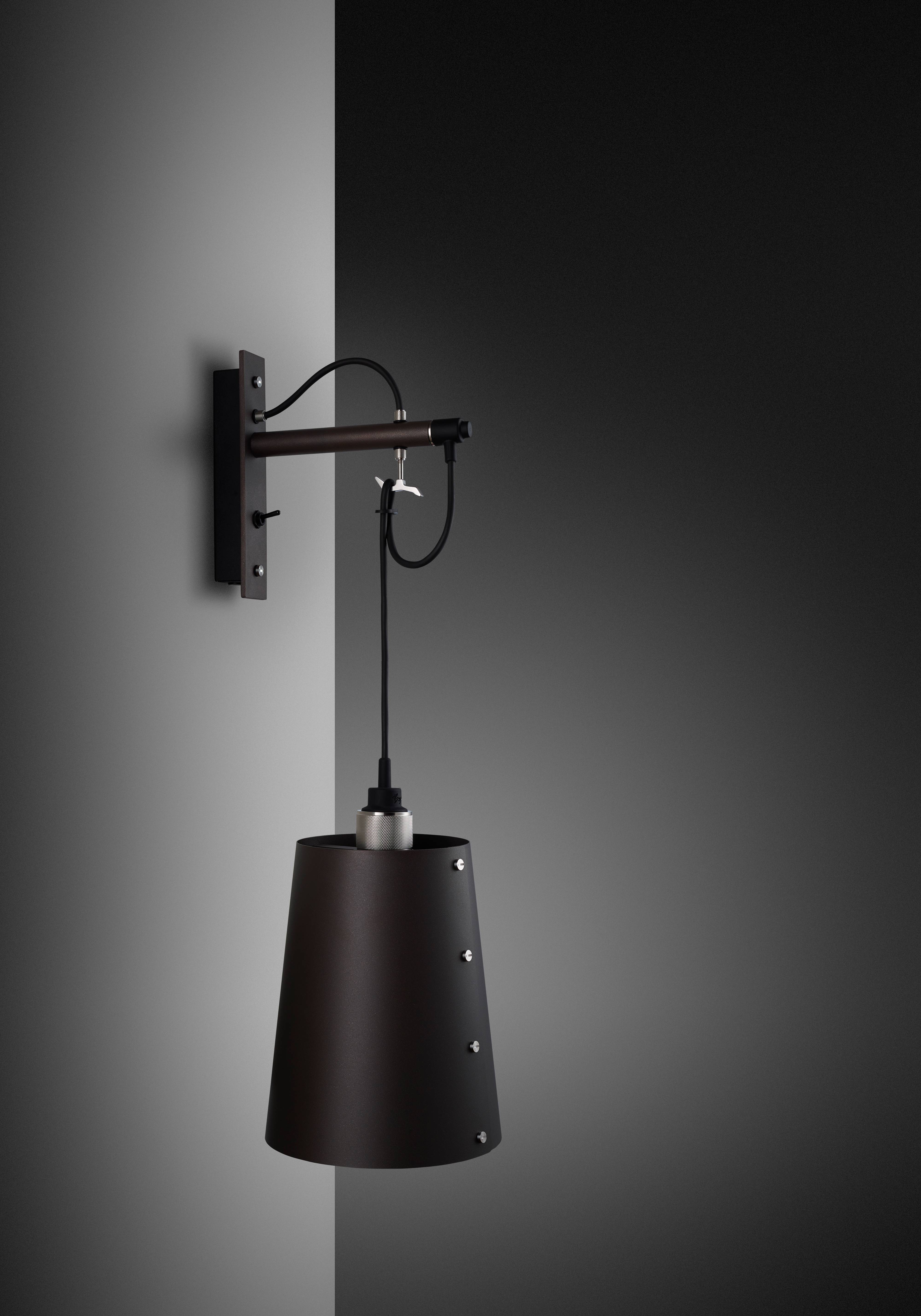 Large Graphite Buster + Punch Hooked Wall Light for Modern Spaces