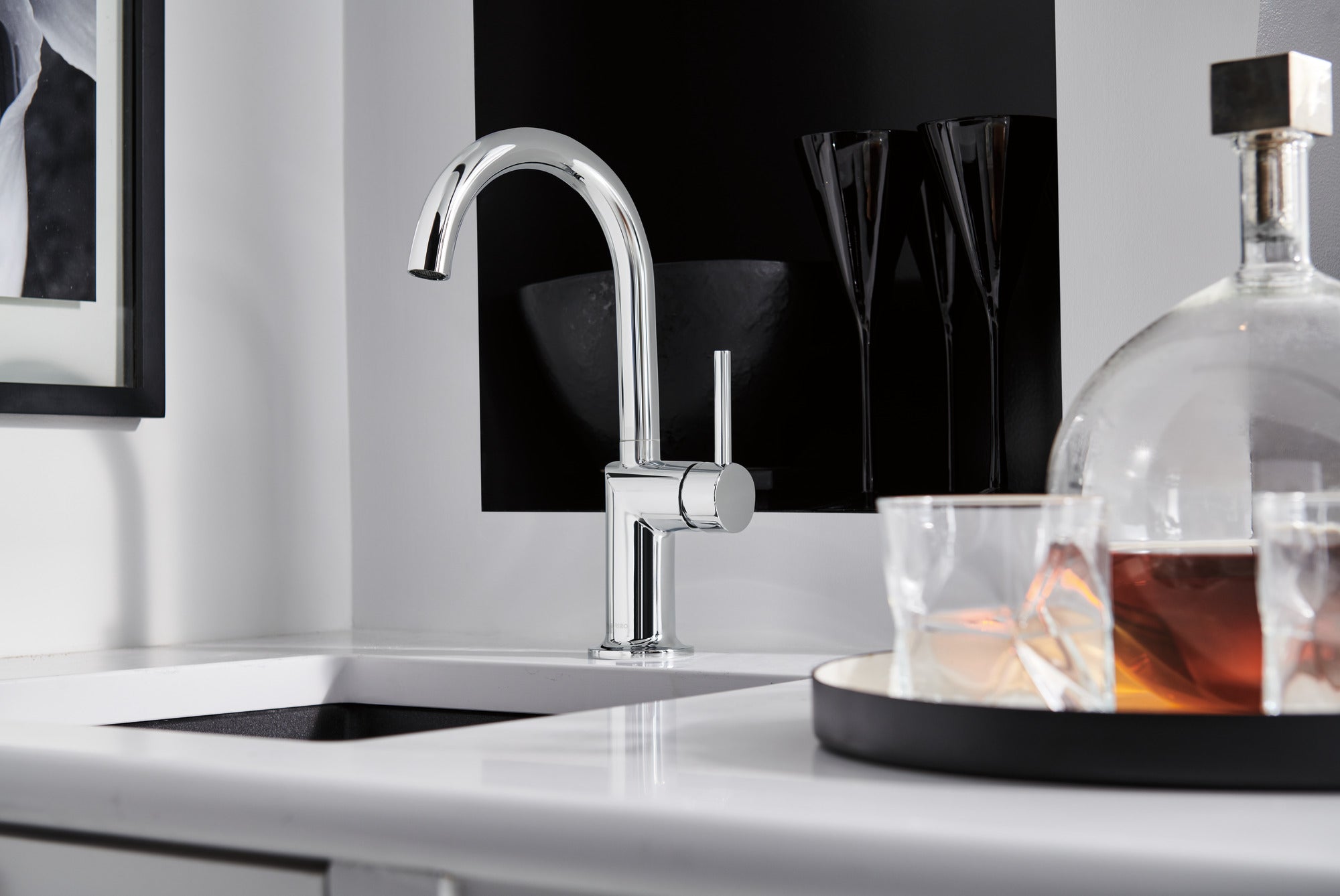 Brizo Odin Modern Bar Faucet with Graceful Arc Spout and Minimalist Handle Design