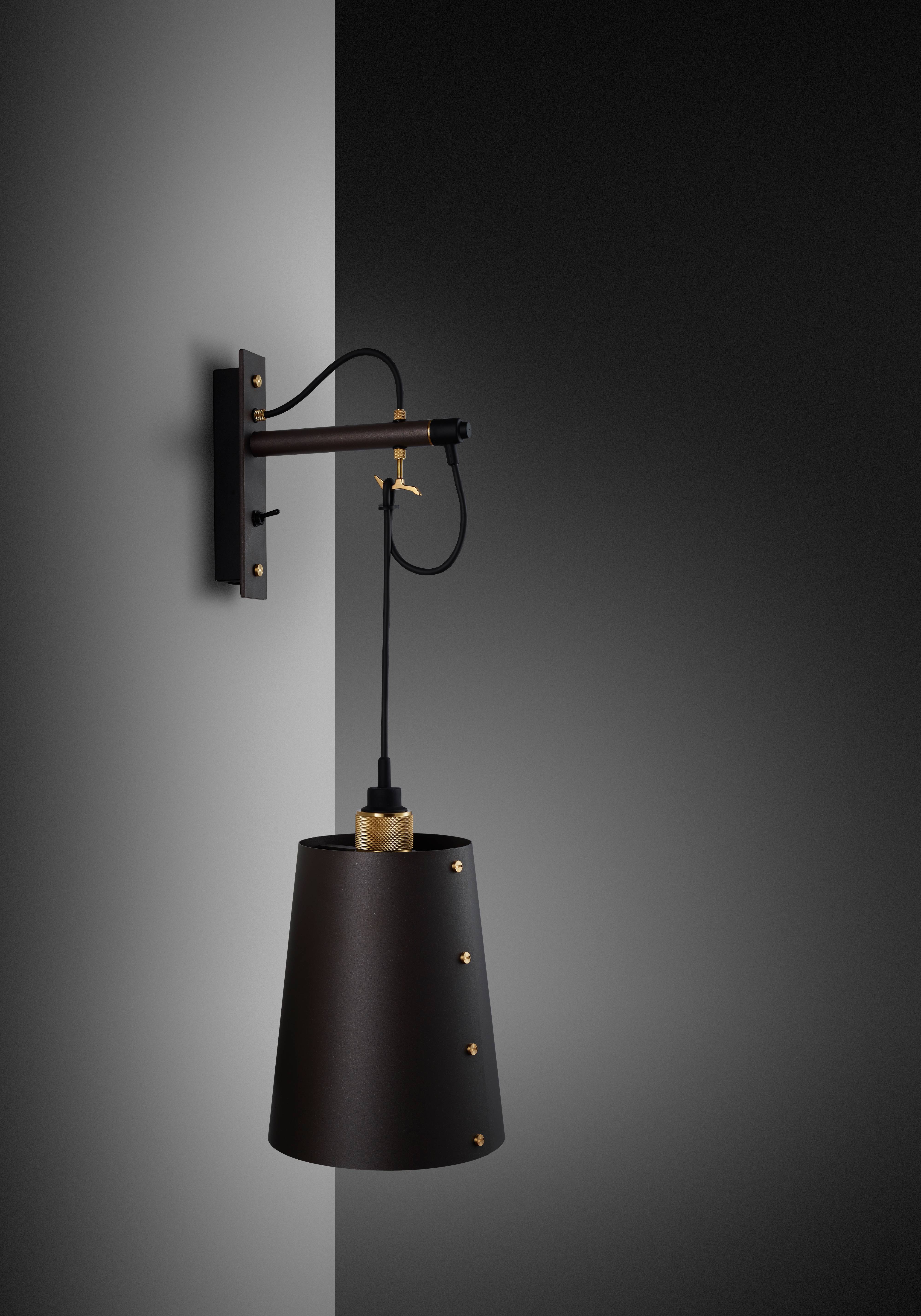 Large Graphite Buster + Punch Hooked Wall Light for Modern Spaces