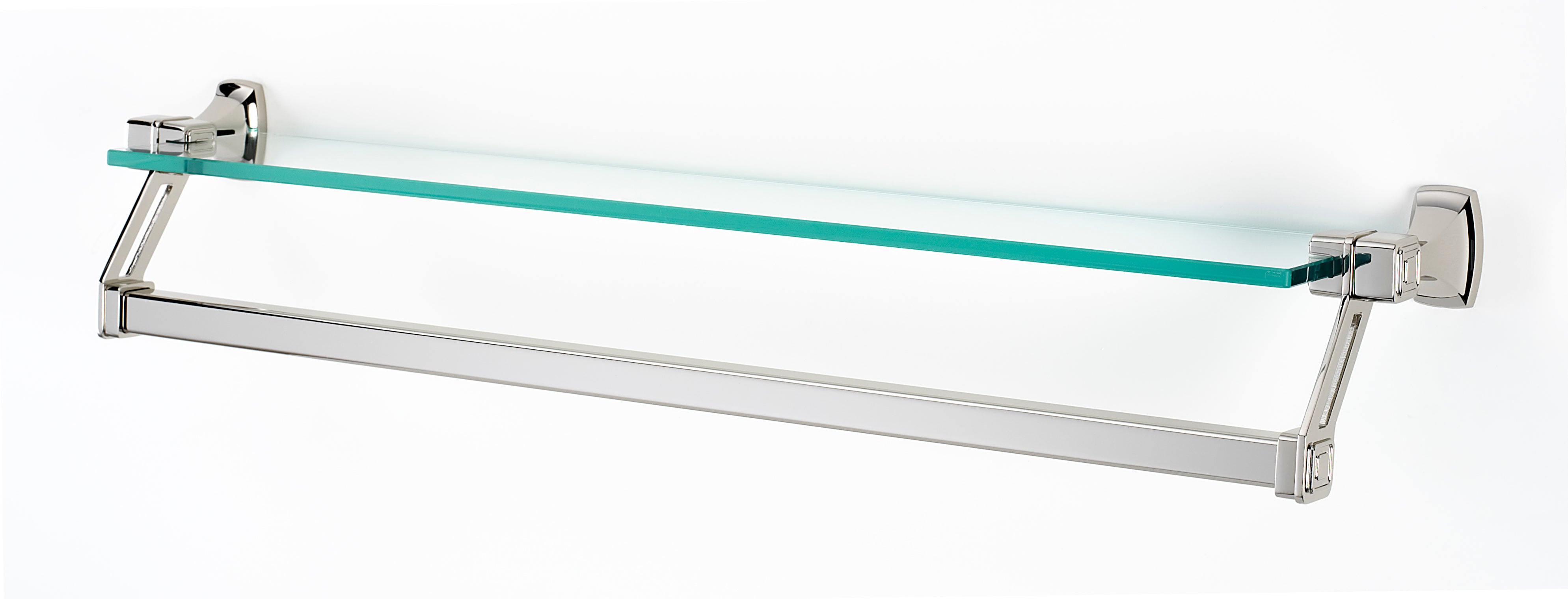 Alno Cube 25-Inch Modern Glass Bathroom Shelf with Towel Bar