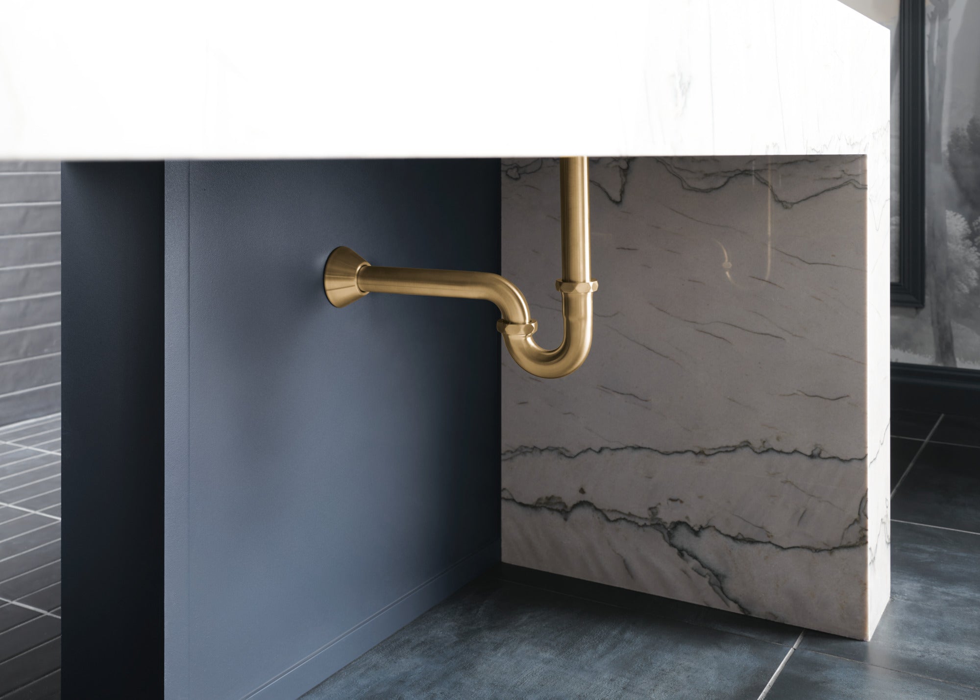 Brizo Luxury Flanged P-Trap with 10 Finishes and Adjustable Outlet
