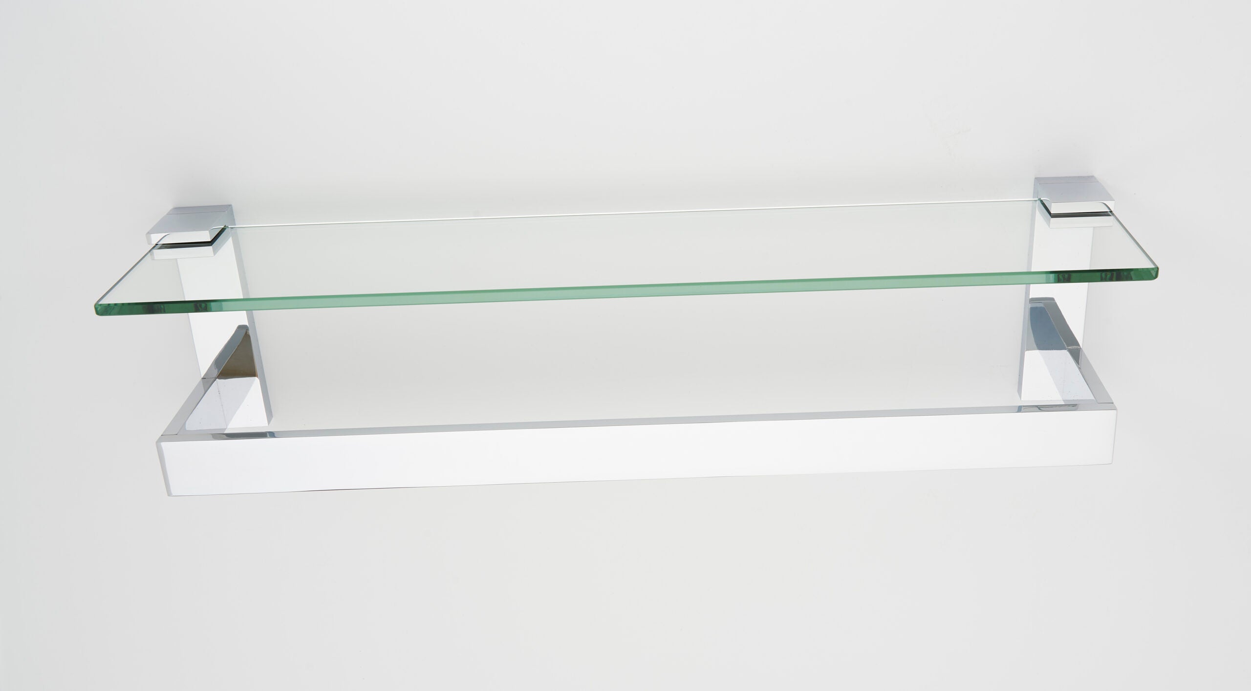 Alno 18-Inch Linear Clear Glass Shelf with Sturdy Towel Bar