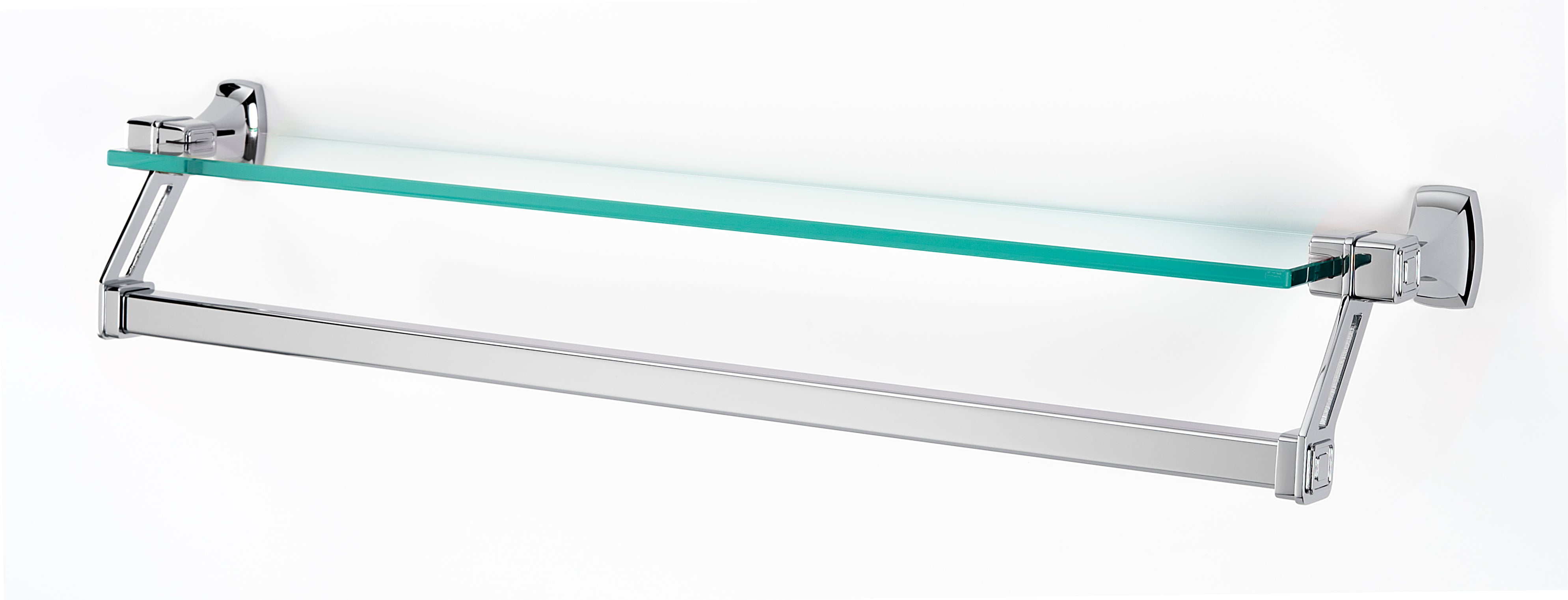Alno Cube 25-Inch Modern Glass Bathroom Shelf with Towel Bar