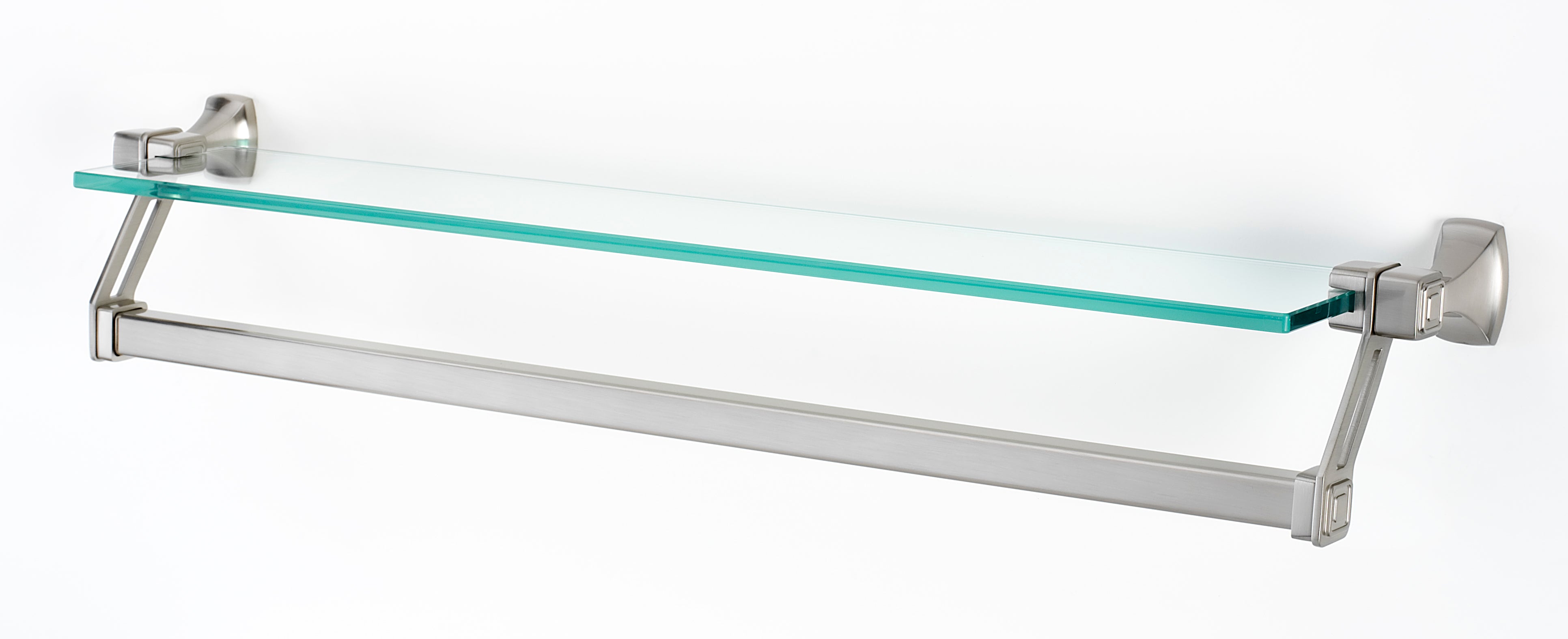 Alno Cube 25-Inch Modern Glass Bathroom Shelf with Towel Bar