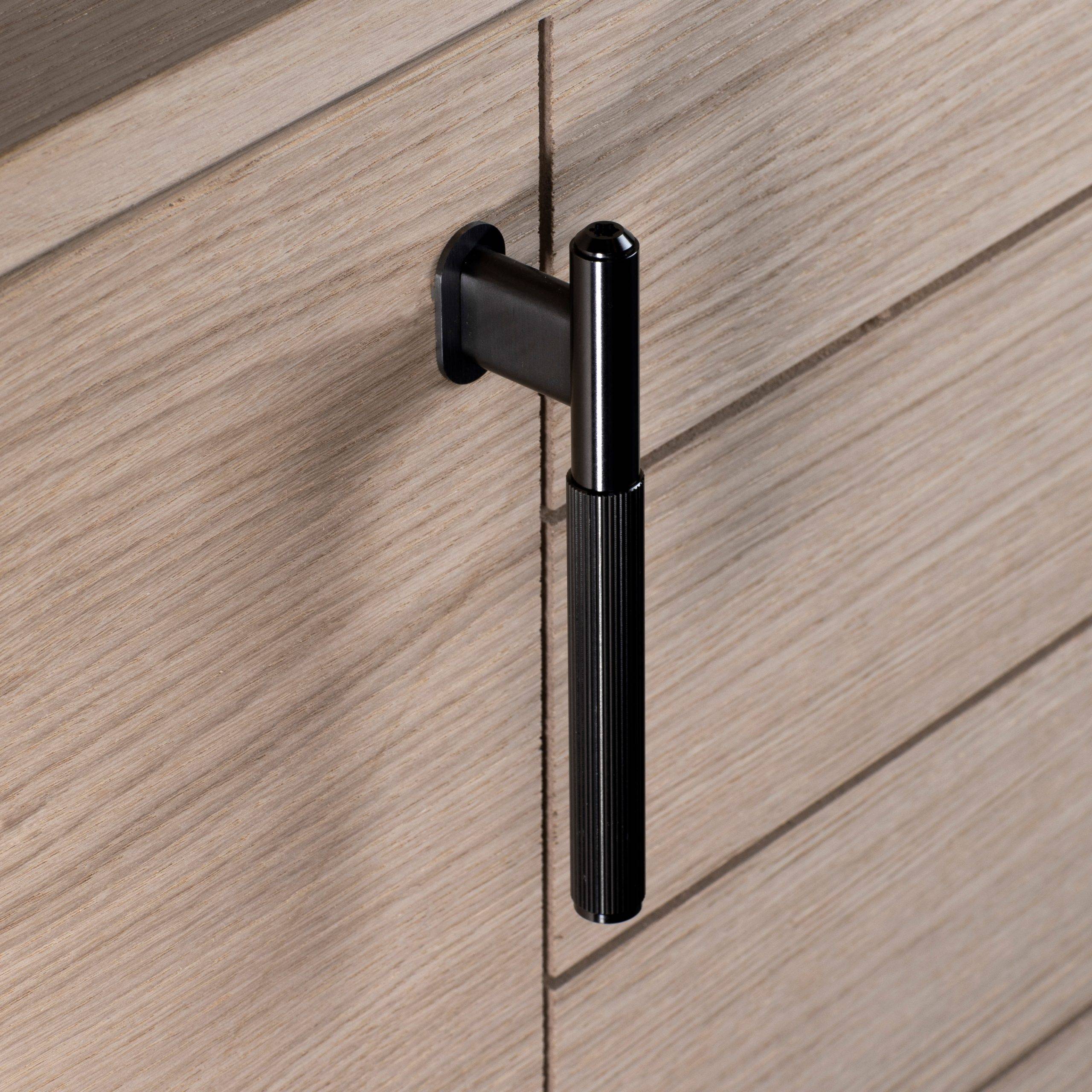 Buster + Punch Elegant Anodized Black Metal L-Bar for Cabinet Doors, Cupboards, and Kitchen Units