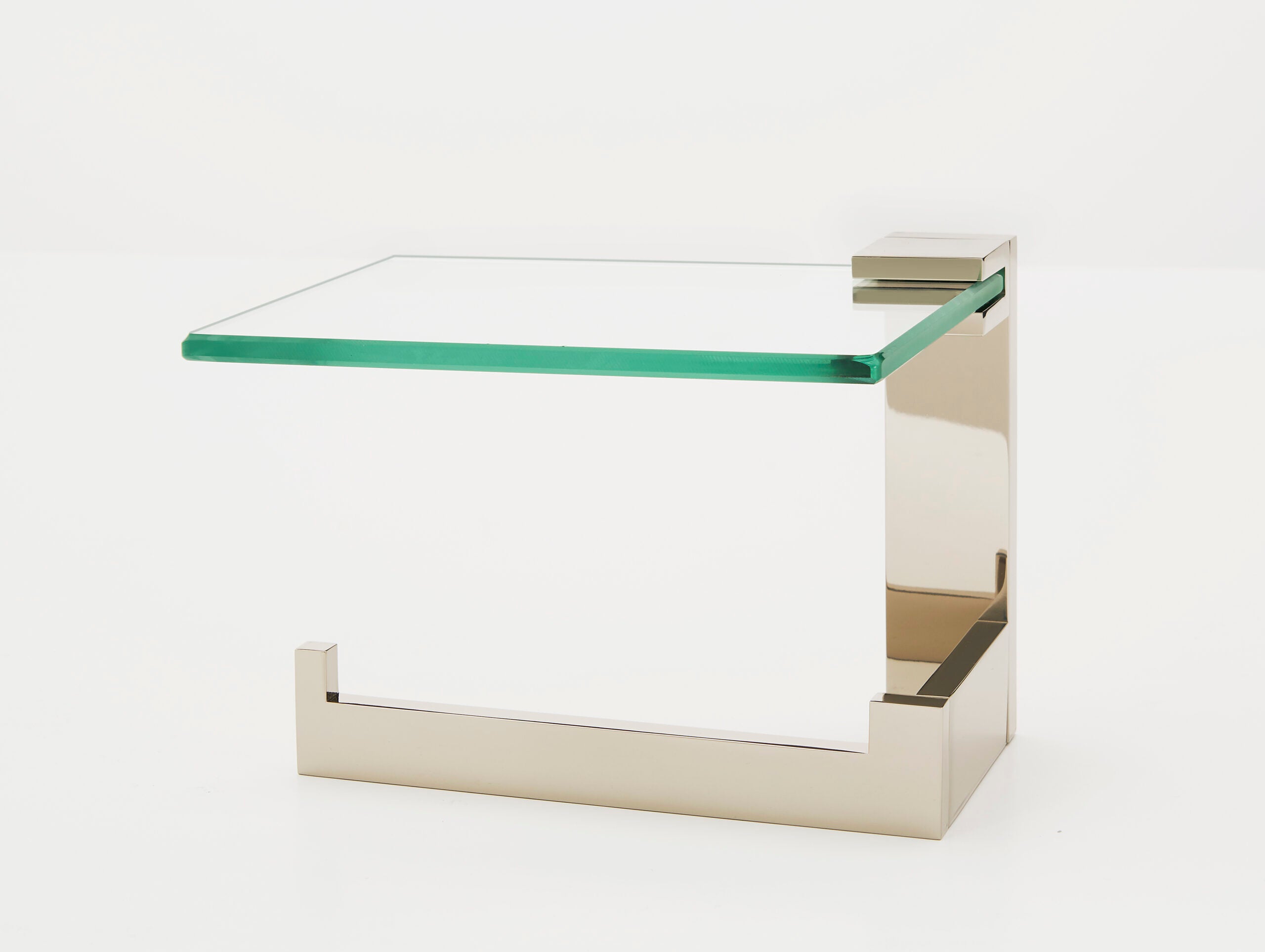 Alno Linear Modern Left - Hand Single Post Tissue Holder with Stylish Glass Shelf