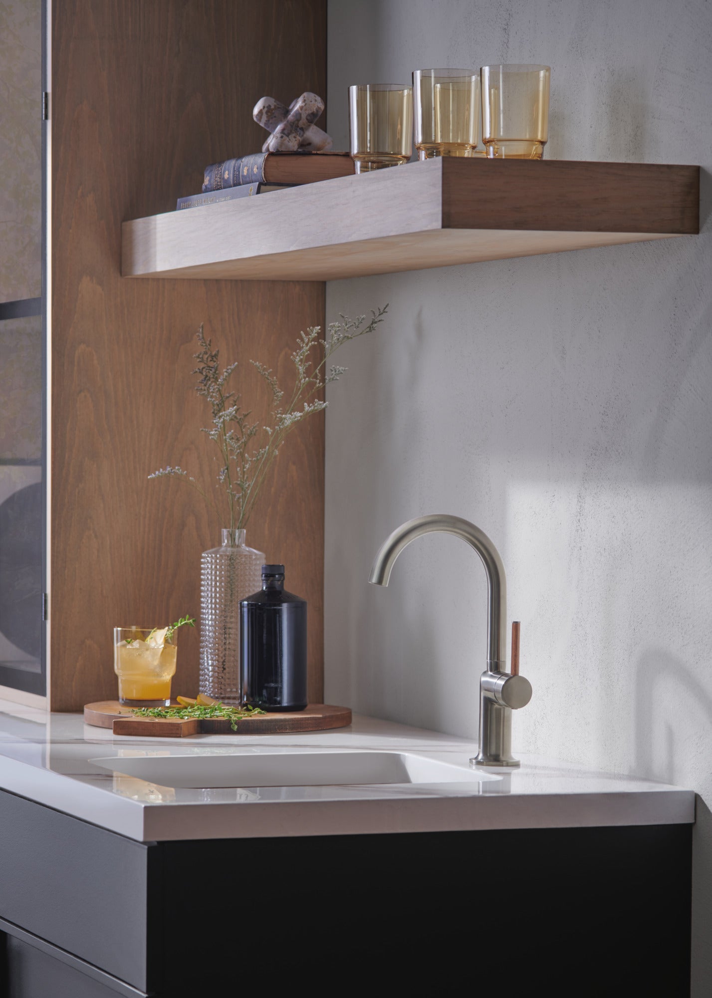Brizo Odin Bar Faucet Kit with Customizable Wood Lever Handle