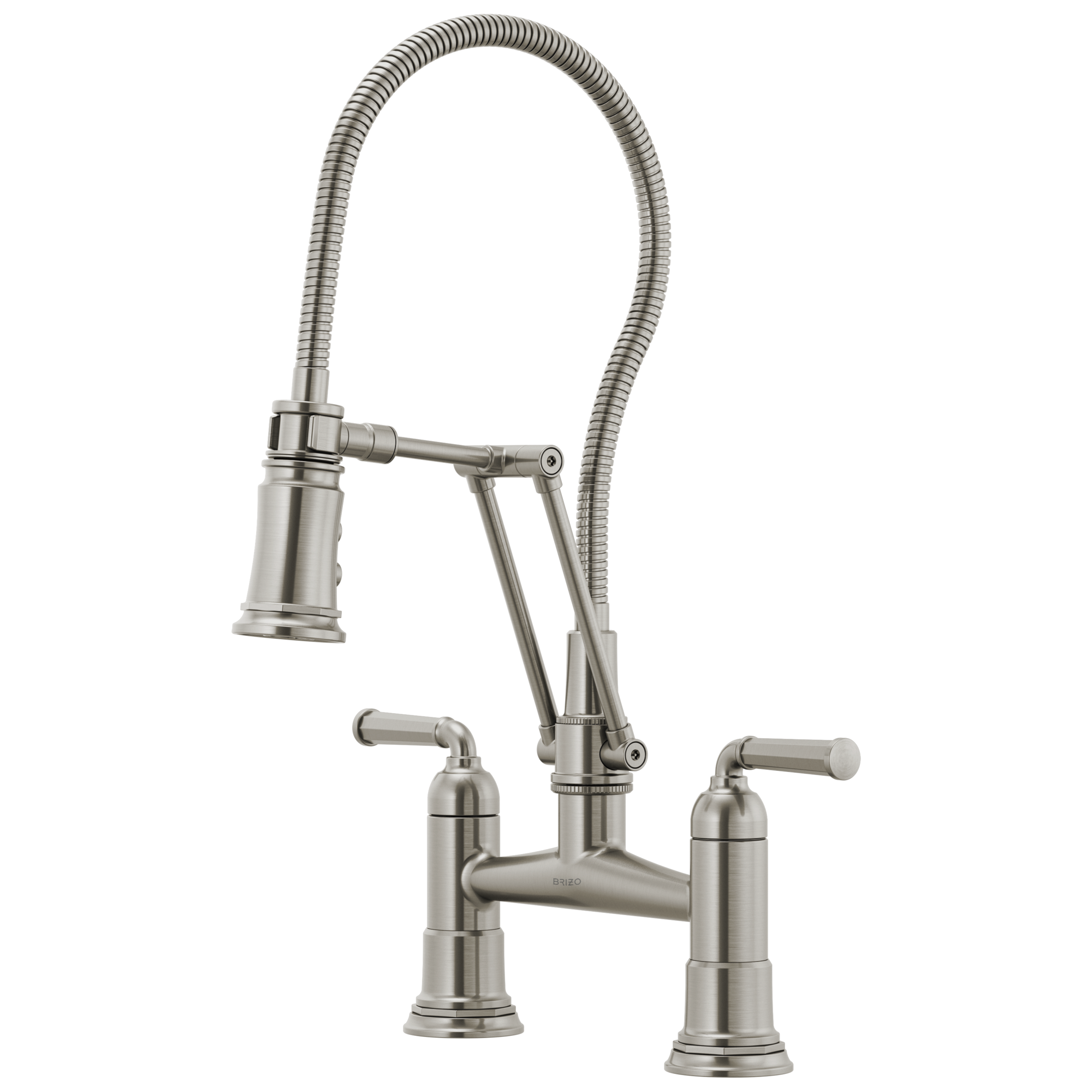 Brizo Rook's Artistic Articulating Bridge Faucet with Polished Hose