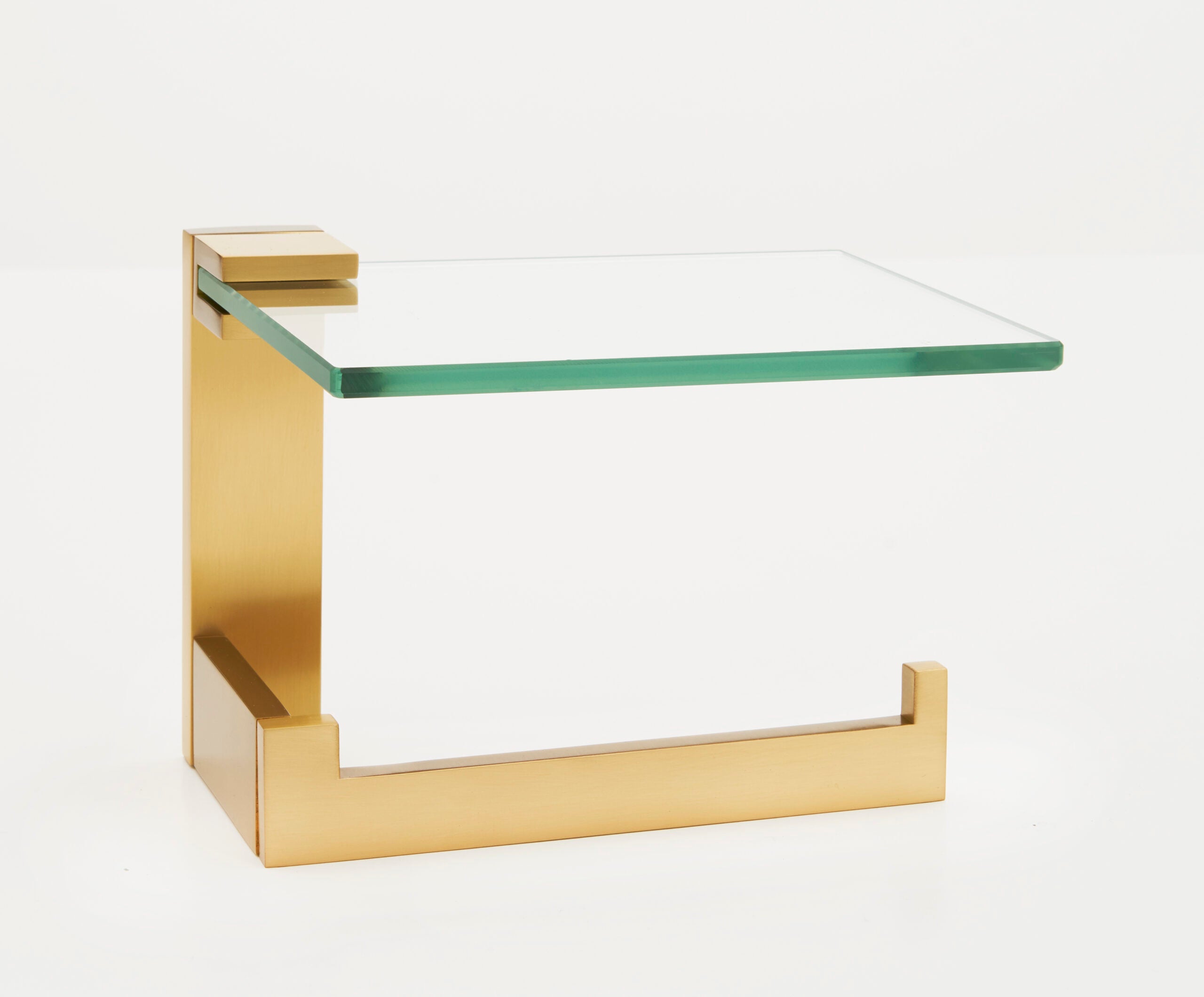 Alno Linear Modern Bathroom Right Hand Single Post Tissue Holder with Glass Shelf