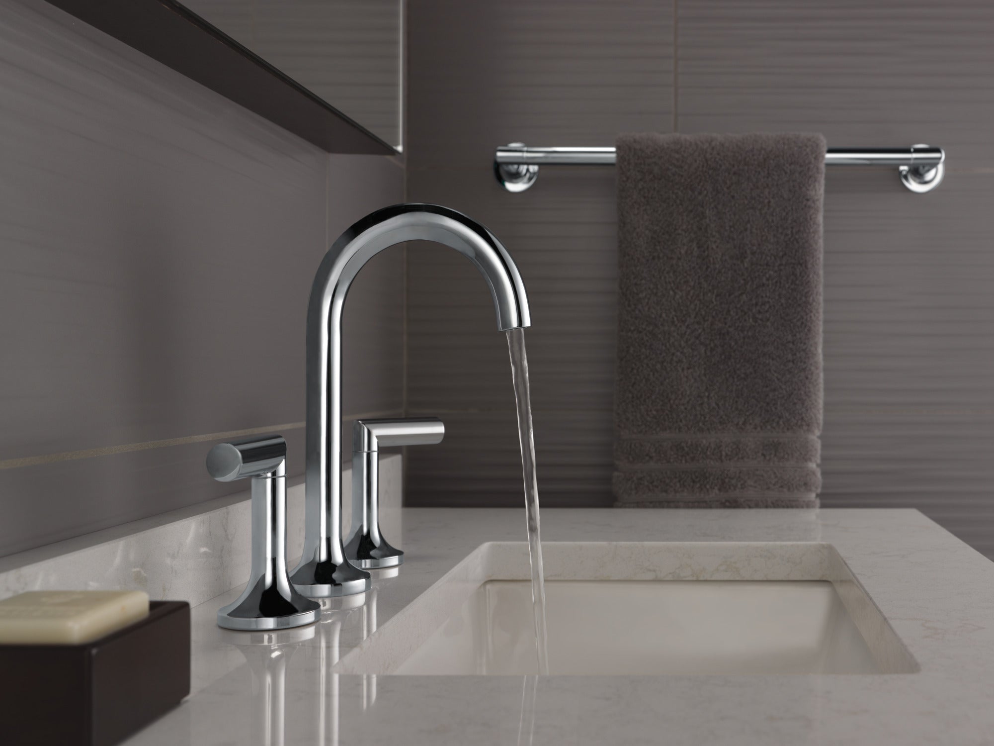 Brizo Odin Modern Widespread Bathroom Lavatory Faucet without Handles