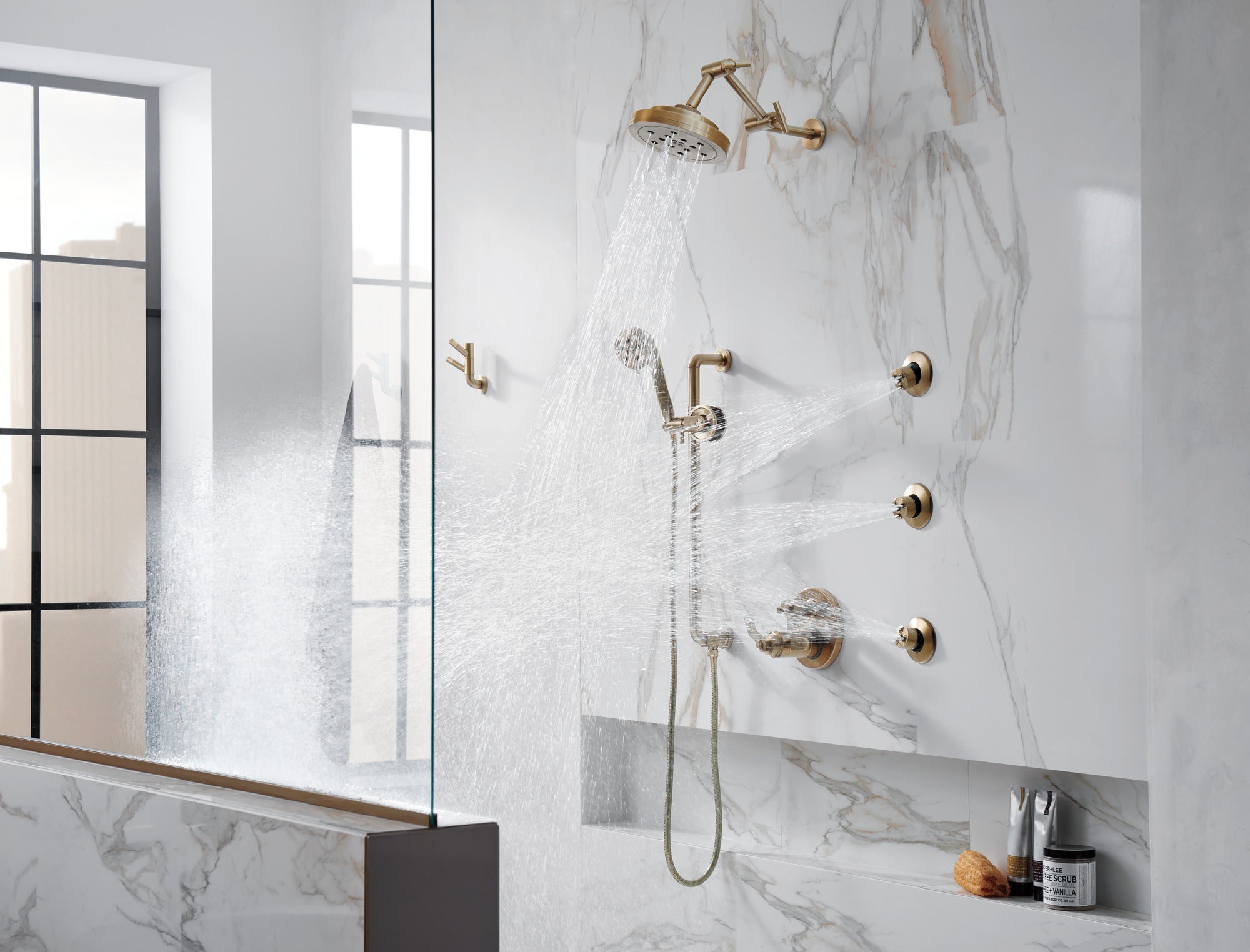 Brizo Litze Double Rotating Robe Hook Featuring Knurled Design for Bathroom Use