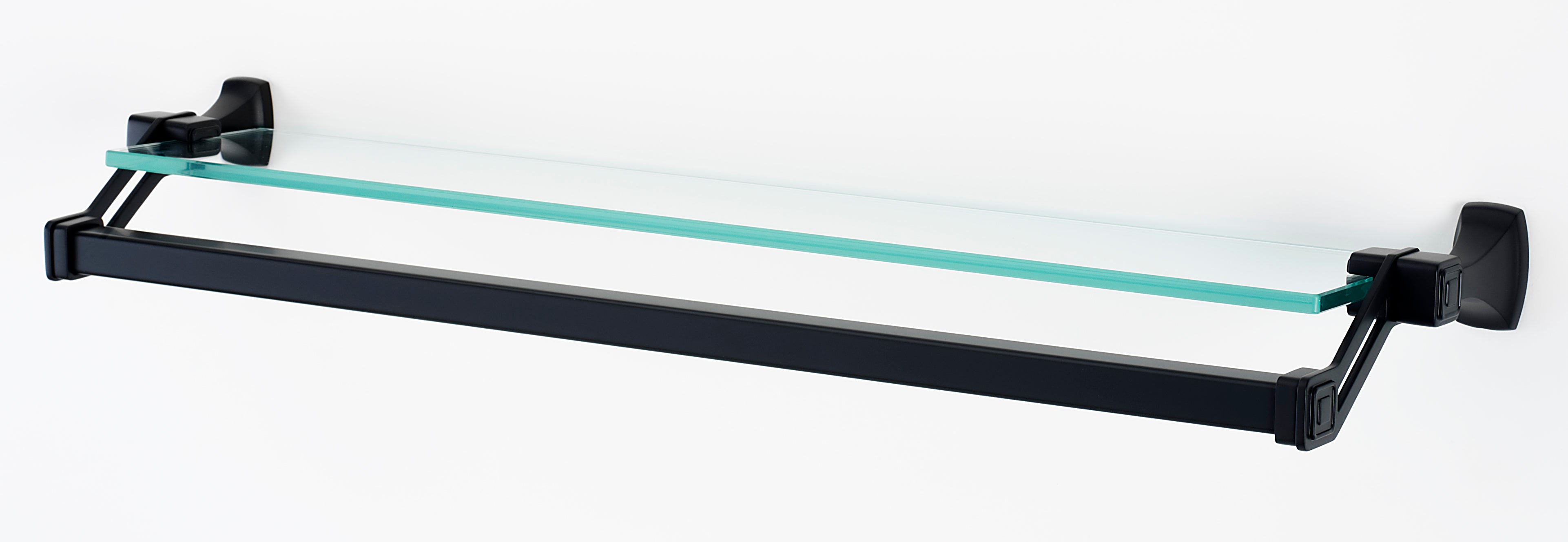 Alno Cube 25-Inch Modern Glass Bathroom Shelf with Towel Bar