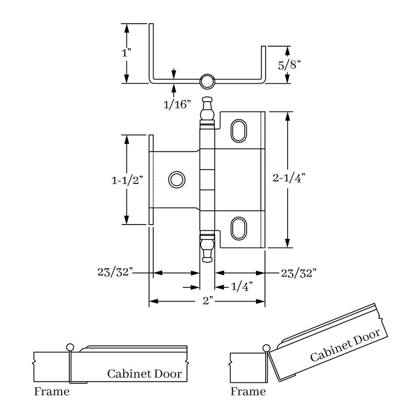Exquisite Classic Solid Brass 3/4-Inch Full Wrap Door Hinge with Minarette-Style Finial