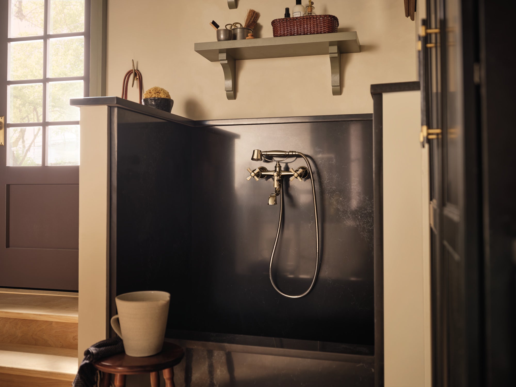 Brizo Rook Cross-Handle Two-Handle Tub Filler Trim Kit with Elegant Design