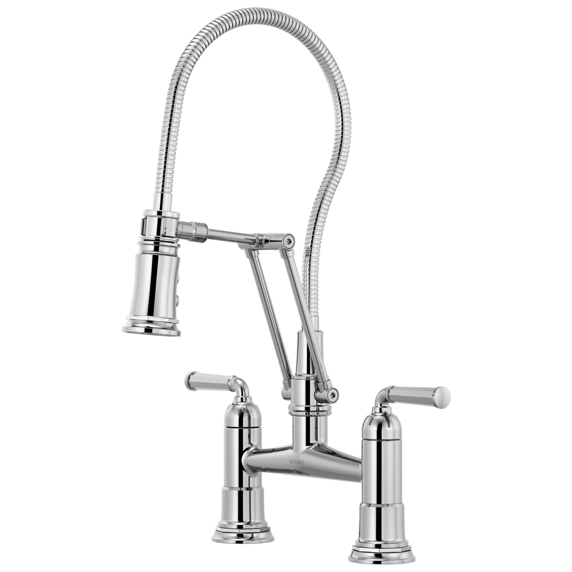 Brizo Rook's Artistic Articulating Bridge Faucet with Polished Hose