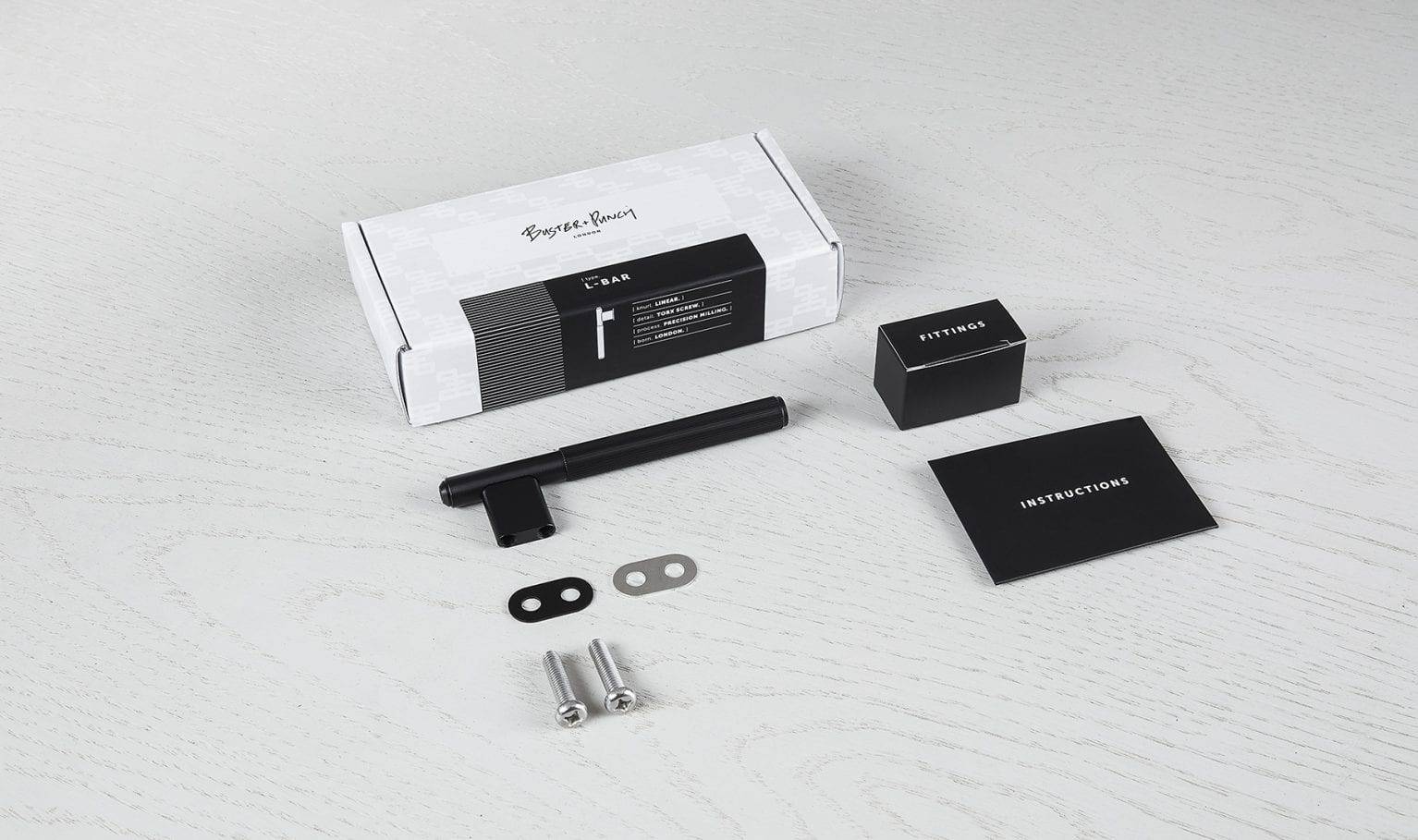 Buster + Punch Elegant Anodized Black Metal L-Bar for Cabinet Doors, Cupboards, and Kitchen Units