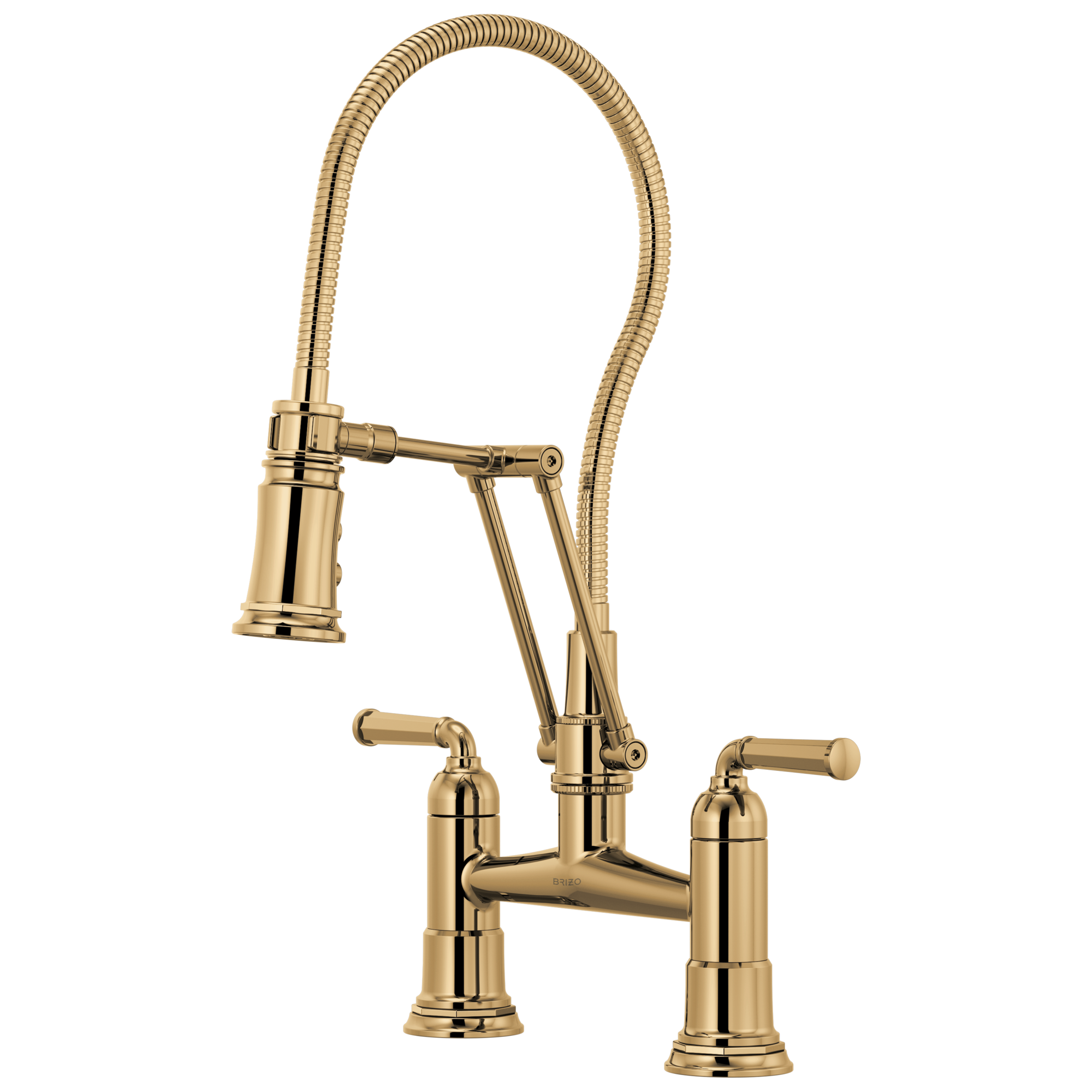 Brizo Rook's Artistic Articulating Bridge Faucet with Polished Hose