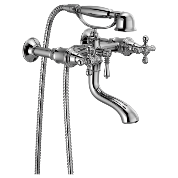Brizo Tresa Luxury Two-Handle Tub Filler Trim Kit Featuring Cross Handles for Elegant Bathroom Settings