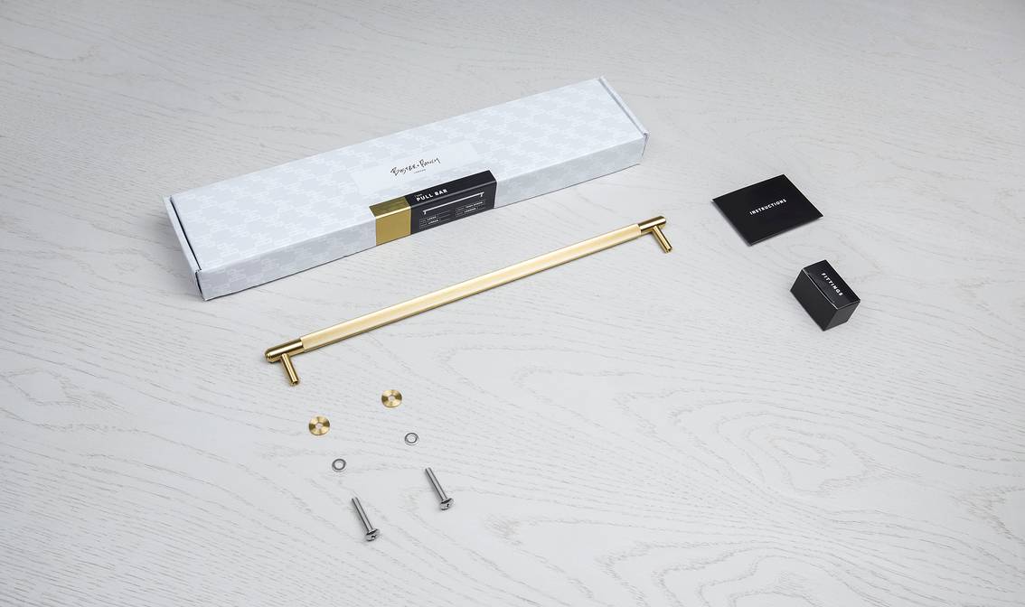 Buster + Punch Solid Brass Small Linear Plate Pull Bar with Diamond - Cut Pattern