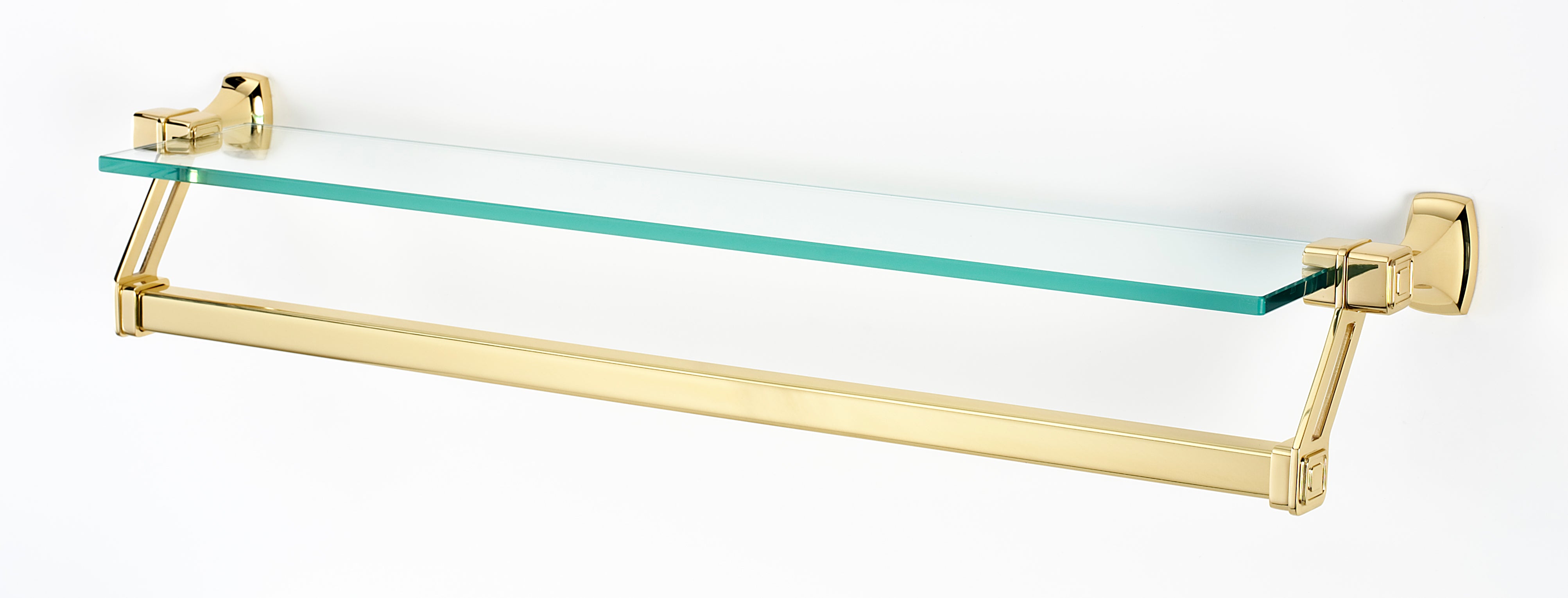 Alno Cube 25-Inch Modern Glass Bathroom Shelf with Towel Bar