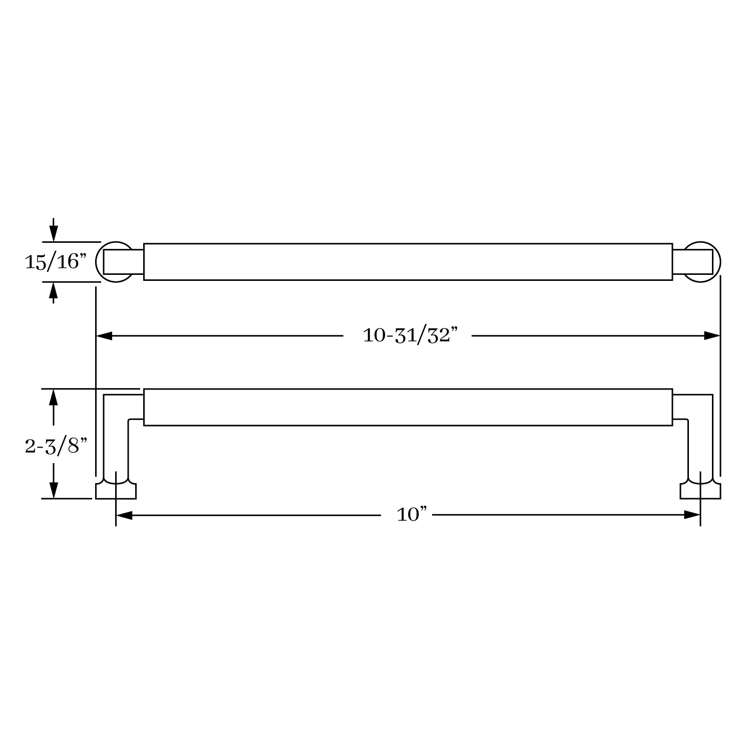 Elegant Classic Brass Apres 10-Inch Center-to-Center Appliance Cabinet Pull