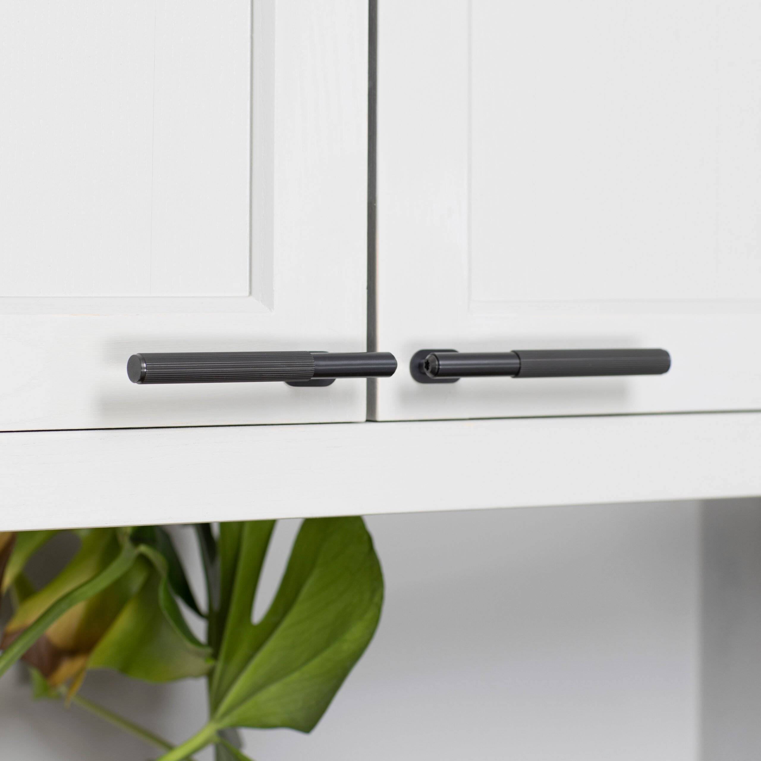 Buster + Punch Elegant Anodized Black Metal L-Bar for Cabinet Doors, Cupboards, and Kitchen Units