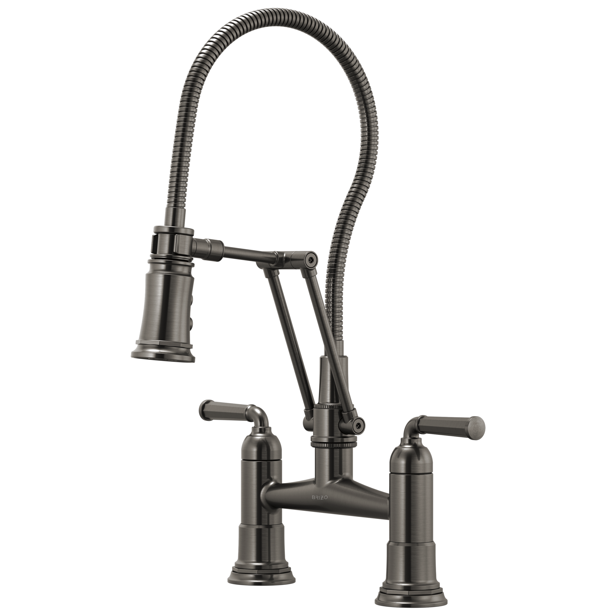 Brizo Rook's Artistic Articulating Bridge Faucet with Polished Hose