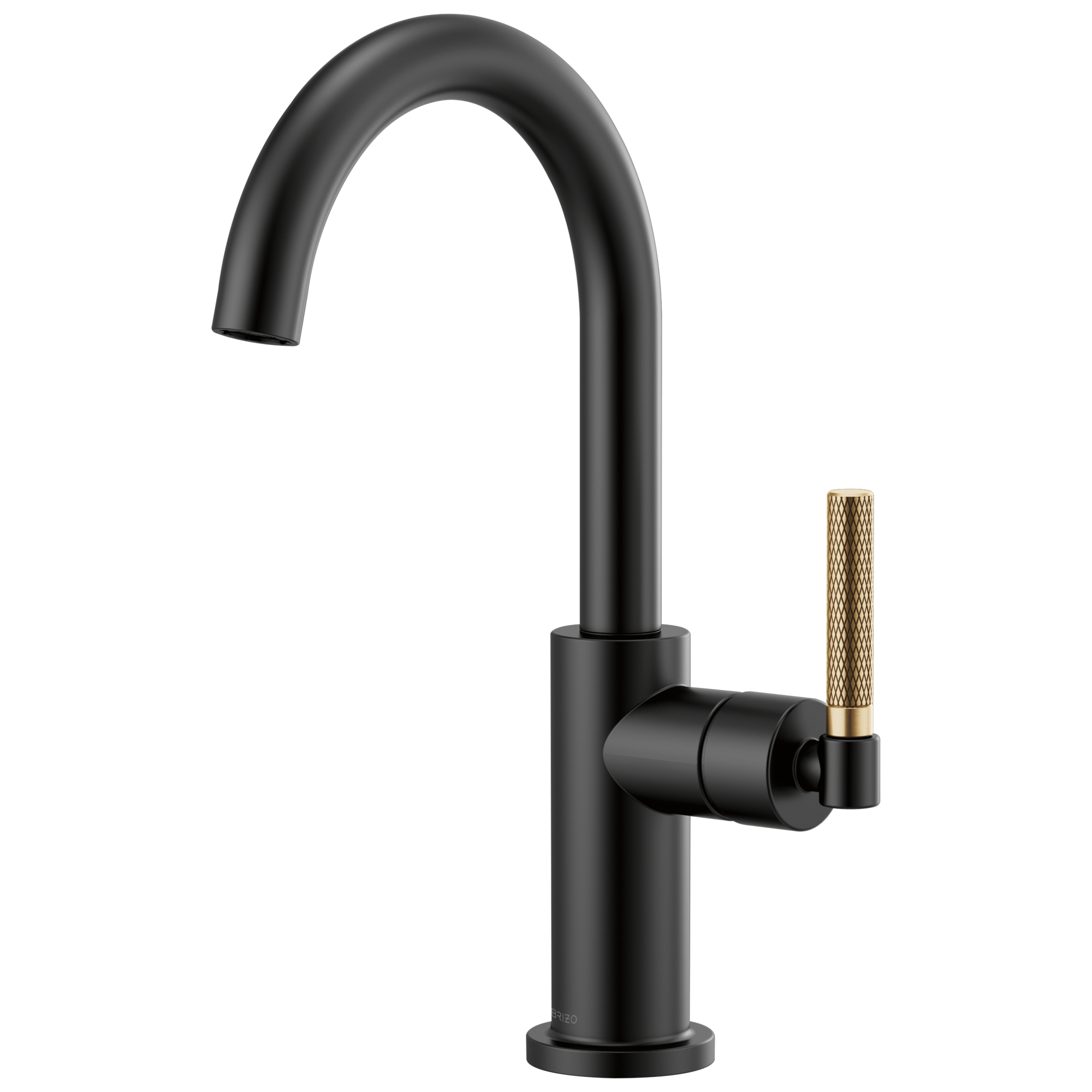 Brizo Litze Arc Spout Bar Faucet with Knurled Handle Kit for Modern Kitchens