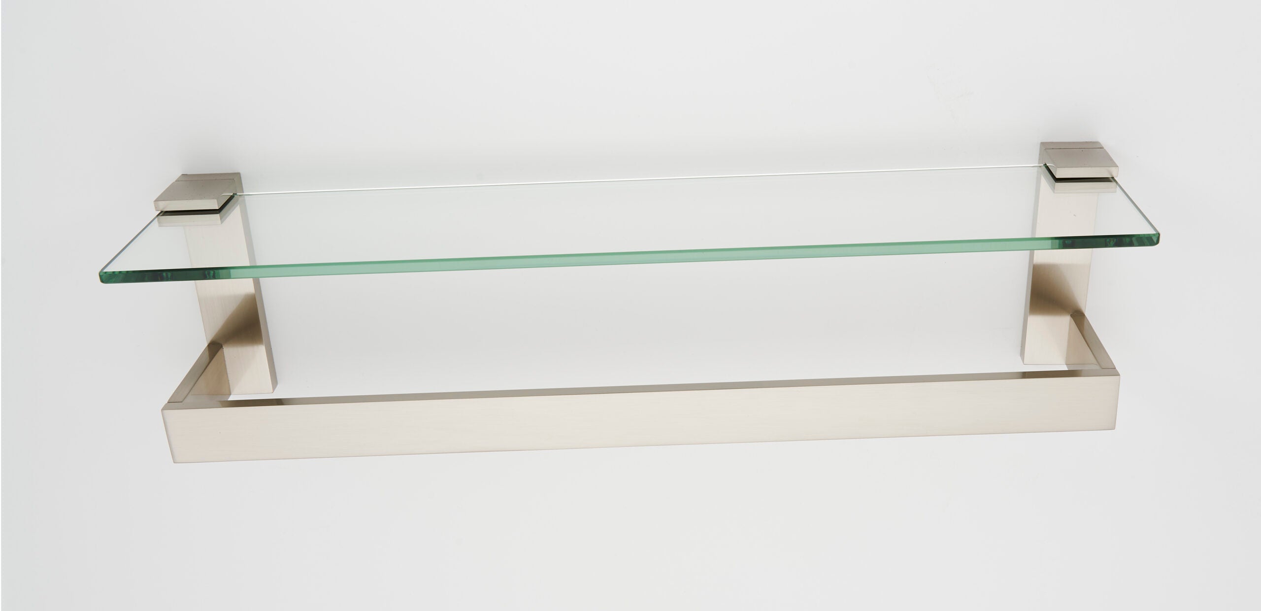 Alno 18-Inch Linear Clear Glass Shelf with Sturdy Towel Bar