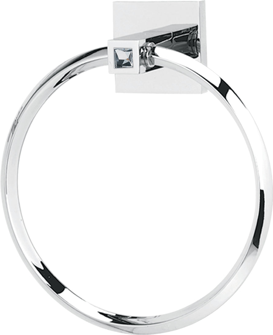 Alno Modern II Crystal Accented Bath Towel Ring for Contemporary Bathrooms