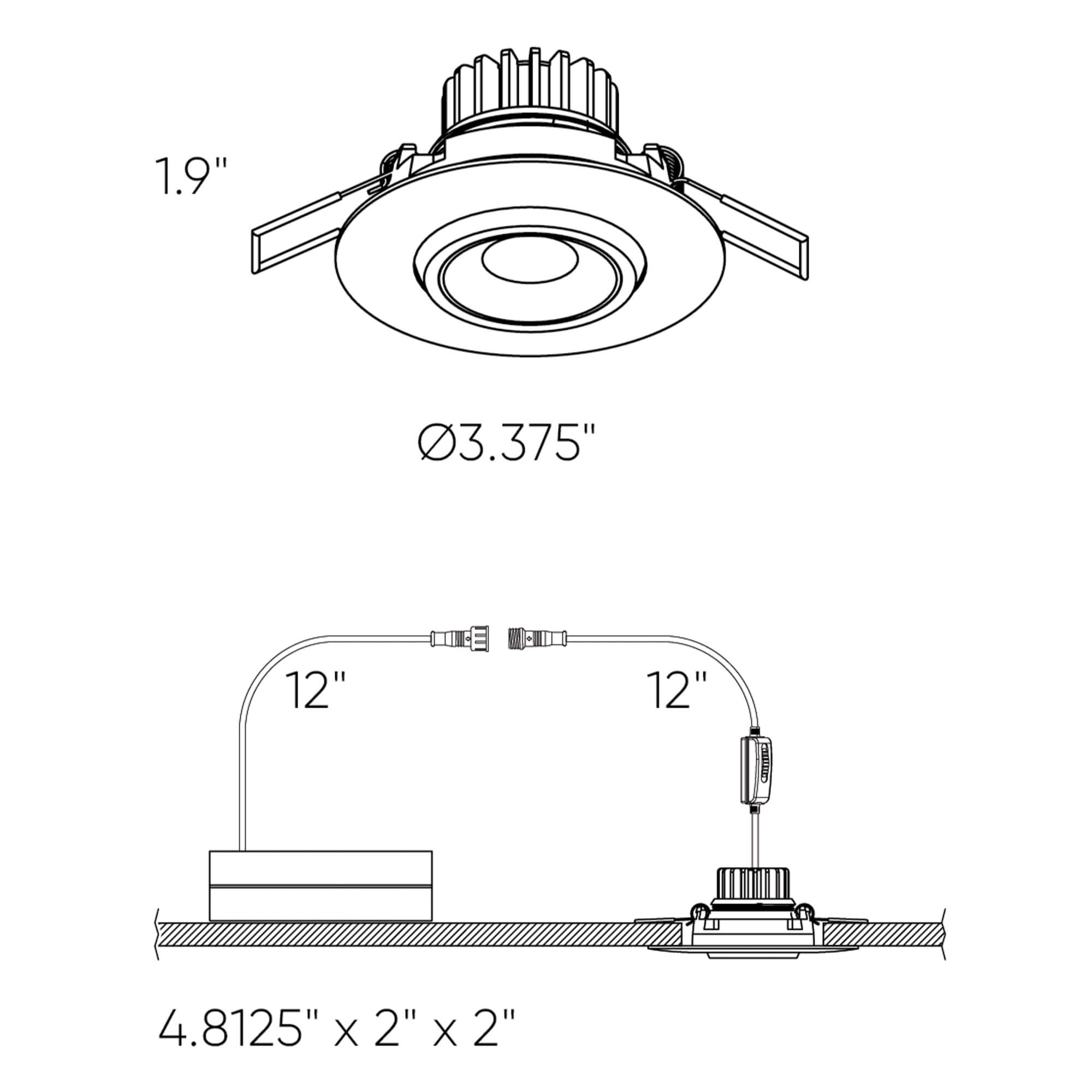 DALS Lighting 3-Inch Round Recessed LED Adjustable Gimbal Lighting Fixture with 5 Color Temperature Control (5CCT)