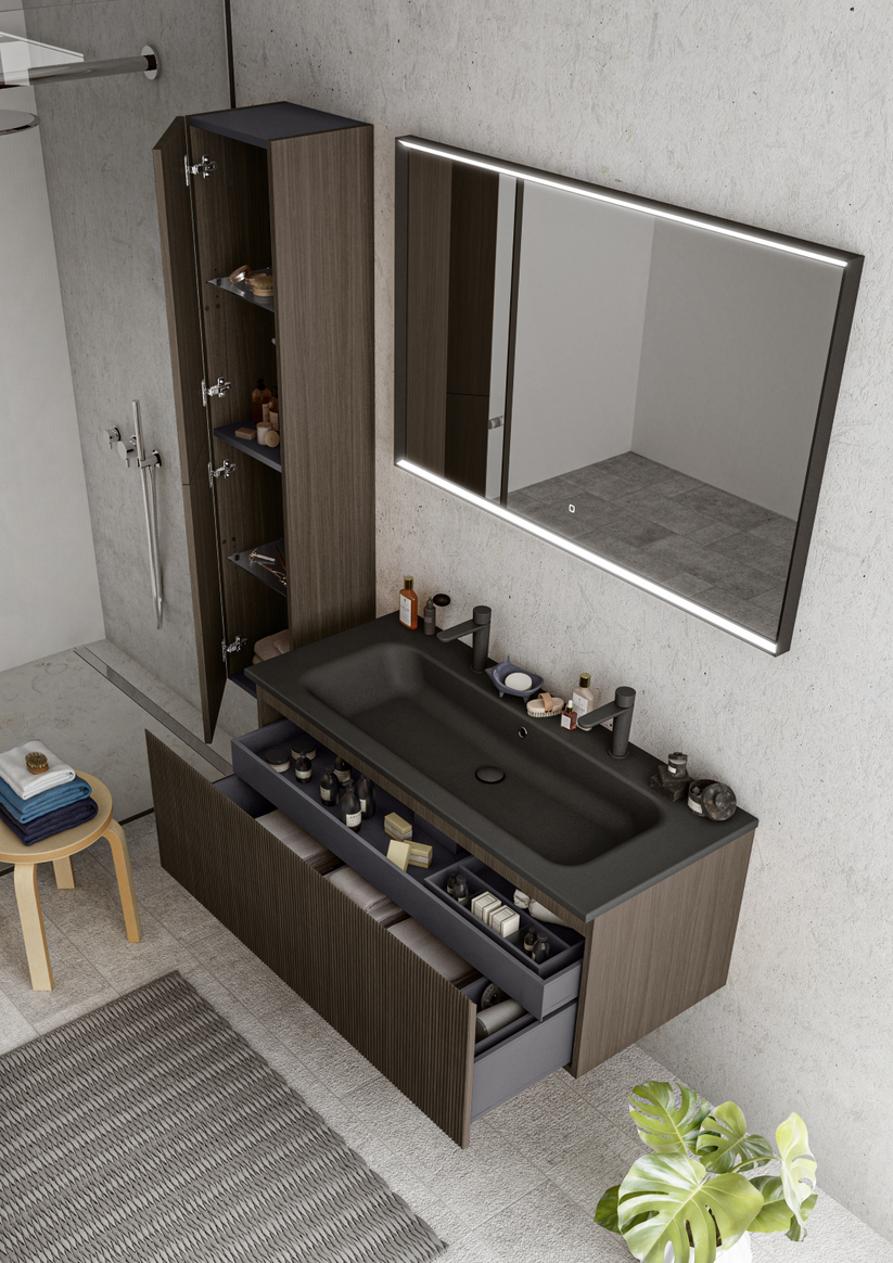 Berloni Pura 36-Inch Bathroom Vanity Base Cabinet with Two Drawers for Enhanced Storage