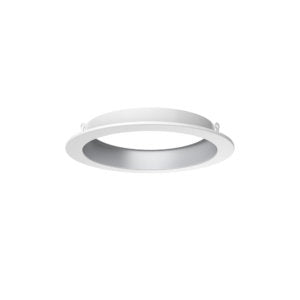 DALS Lighting 6-Inch Recessed Clip-On Trim with Elegant White Outer Frame and Sophisticated Sandblasted Aluminium Interior for Lighting Fixtures