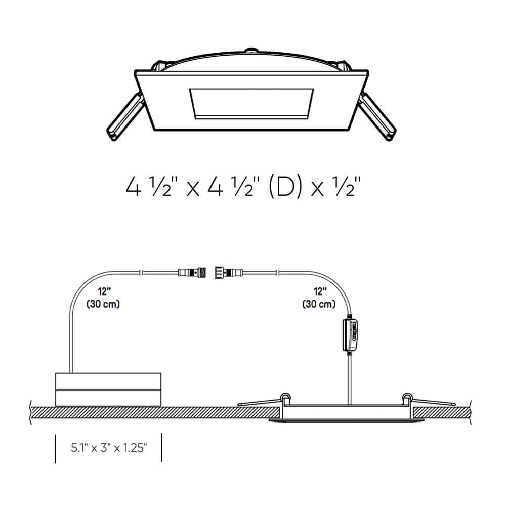 DALS Lighting 4-Inch Square CCT LED Recessed Panel Light with Junction Box