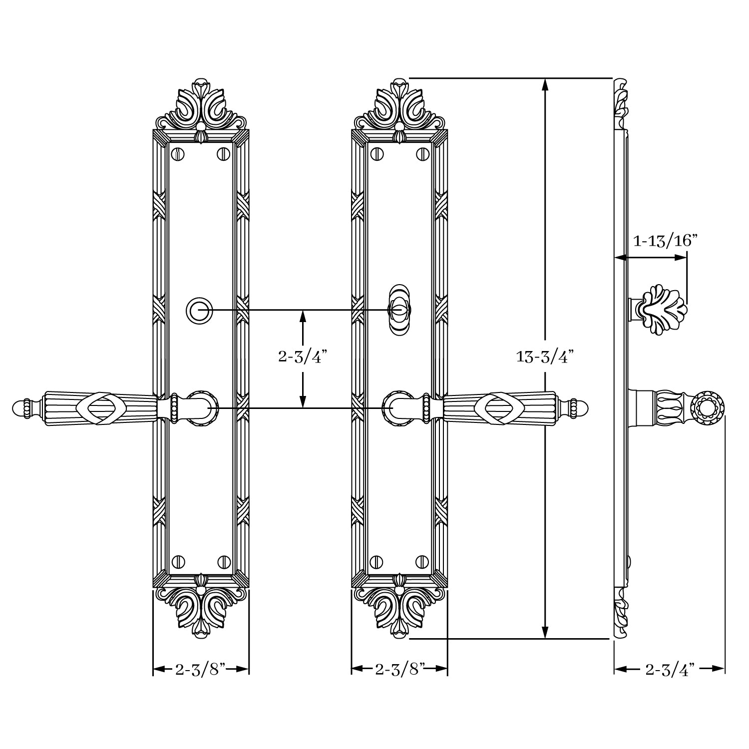 Exquisite Classic Brass St. Georges 802 Interior Door Lever Set Featuring a 1-3/4 Inches by 10 Inches Escutcheon