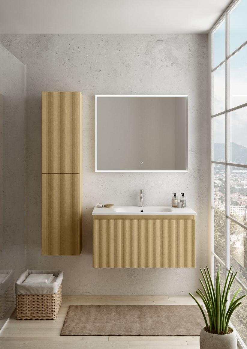 Berloni Pura 36-Inch Bathroom Vanity Base Cabinet with Two Drawers for Enhanced Storage