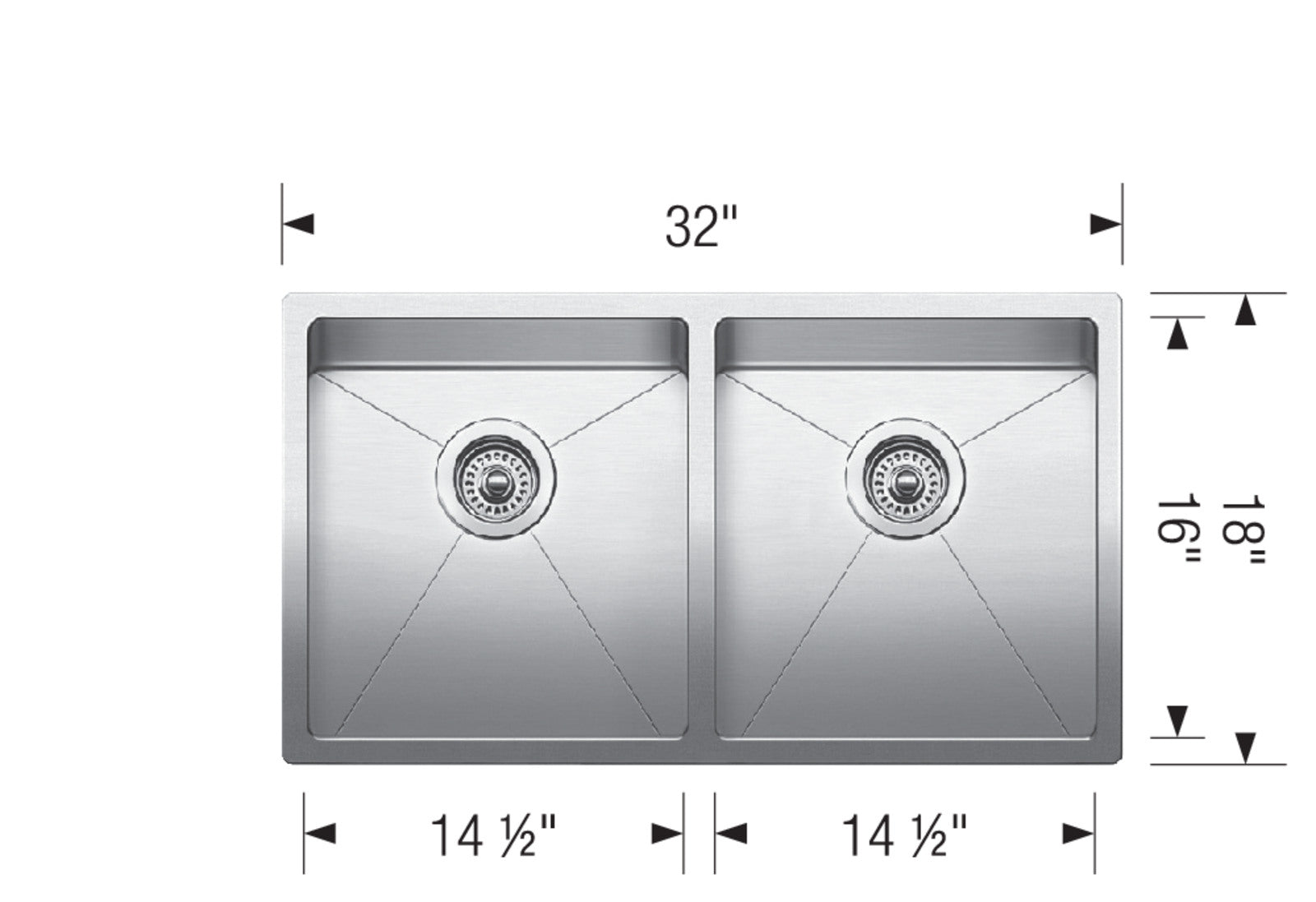 High - Quality Blanco Quatrus R15 Equal Double - Bowl Stainless Steel Sink