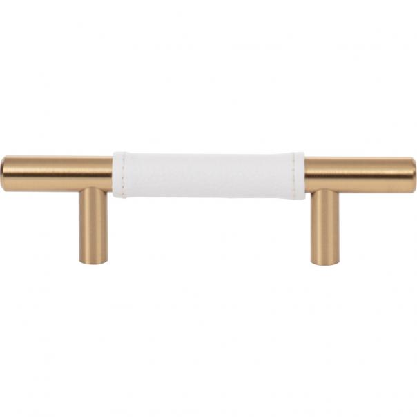 3-Inch (c-c) Atlas Zanzibar Pull with Luxurious White Leather Accent
